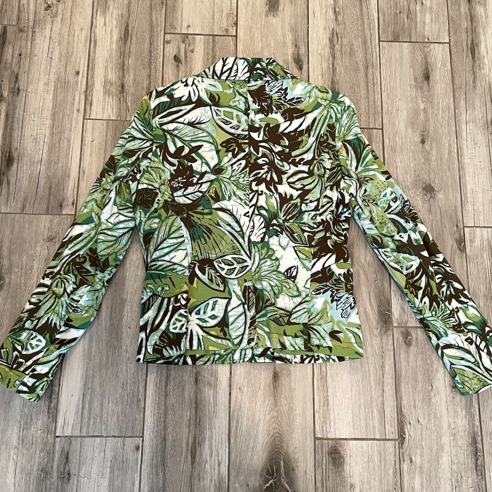 MAGGY LONDON VINTAGE Maggy London Blazer Leaf Print Cotton Jacket Green Size 6 Womens Blazer, Jacket, Cotton Blend, Leaf Theme, 90s Cruise Island Size M / US 6-8 / IT 42-44 - 5 Thumbnail
