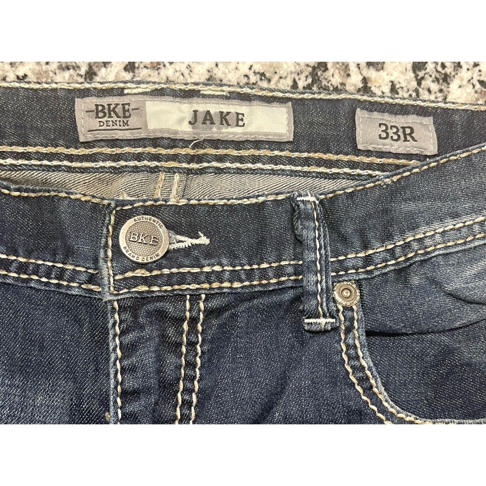 BKE BKE Jake Jeans Mens 34x31 Blue Medium Wash Straight Leg Shoes? Size US 33 - 3 Thumbnail
