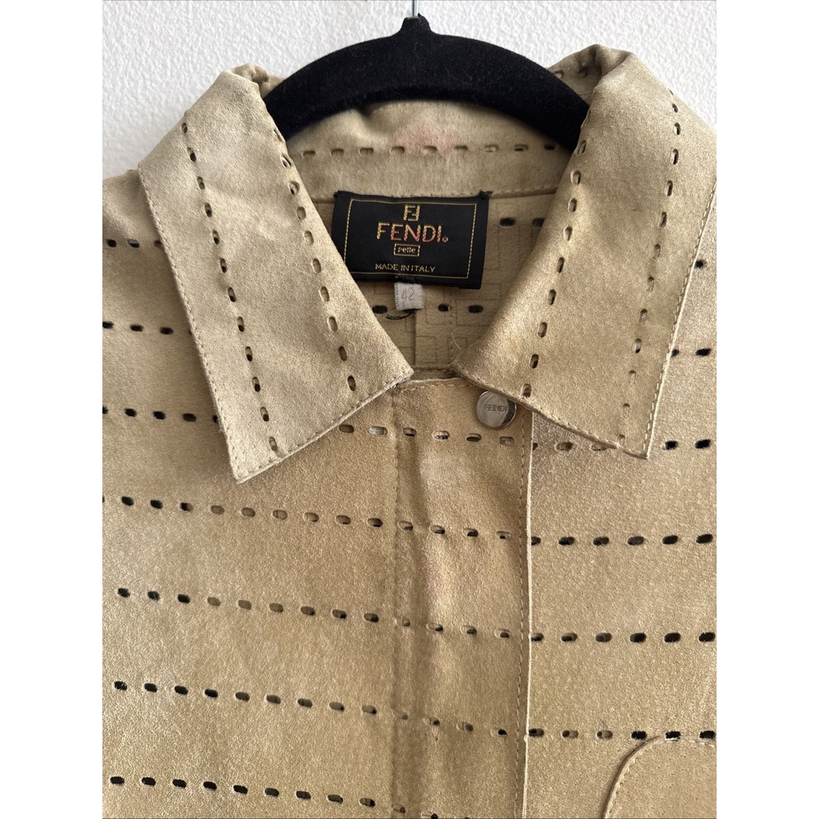 Fendi Fendi Perforated Suede Monogram Leather Unisex Jacket Size L / US 10 / IT 46 - 2 Thumbnail