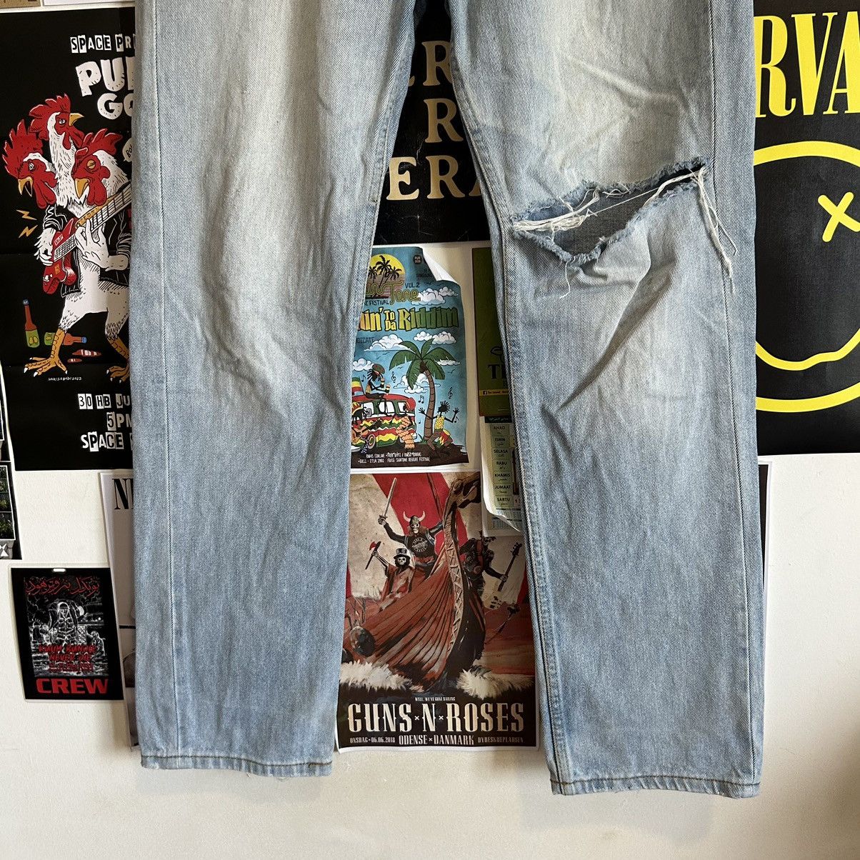Vintage Vintage Örjan Andersson Blue Washed Distressed Denim Size US 35 - 4 Thumbnail