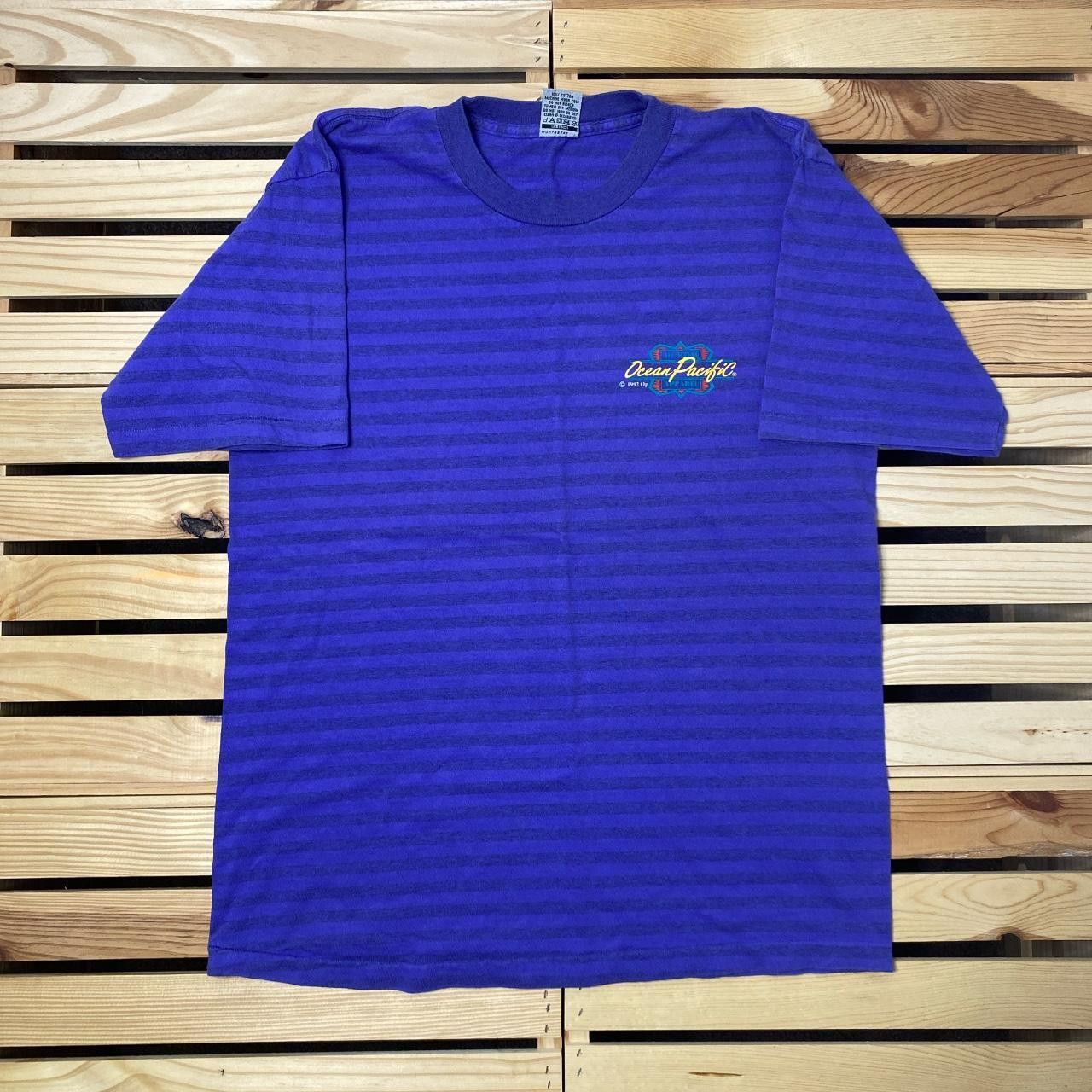 Ocean Pacific Vintage Ocean Pacific Purple Striped Surf Tee Size Medium Size US M / EU 48-50 / 2 - 1 Thumbnail