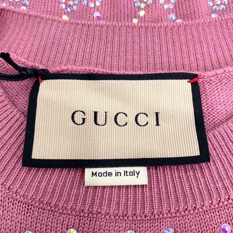 Gucci Gucci Logo old flower full diamond pink round neck wool kni Size US XS / EU 42 / 0 - 5 Thumbnail