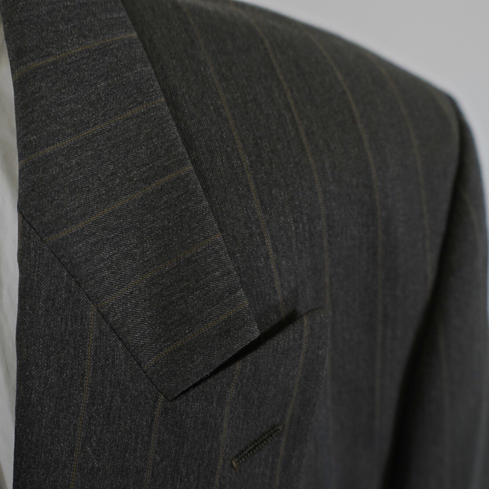 Yves Saint Laurent Yves Saint Laurent Wool Gray W/ Tan Stiped Double Breasted S Size 44L - 6 Thumbnail