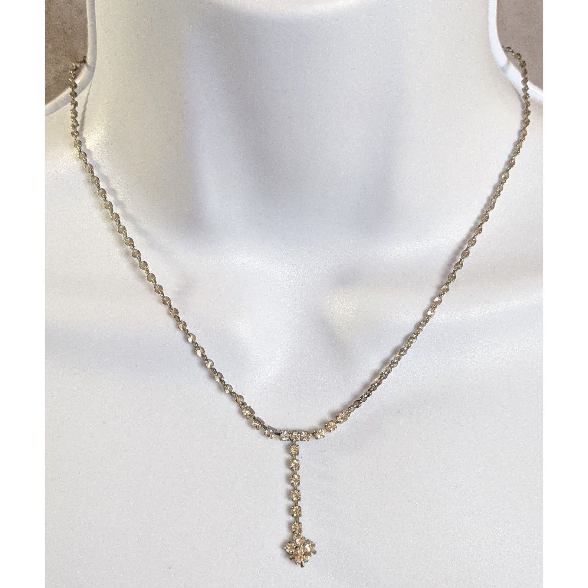 Other Vintage Rhinestone Y Necklace With Elegant Drop Pendant Size ONE SIZE - 3 Thumbnail