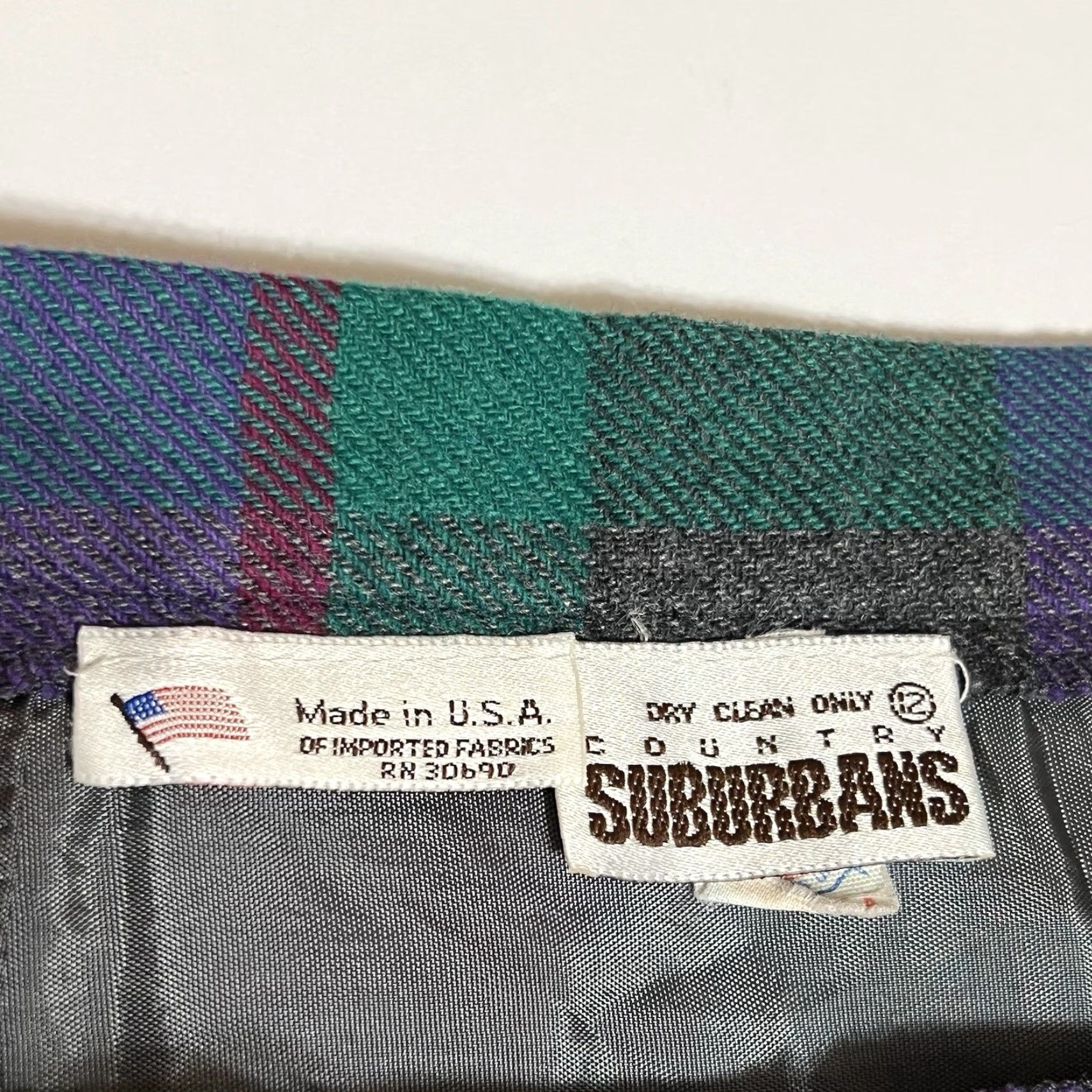 Vintage VINTAGE Country Suburbans Wool Skirt 12 Regular Long Purple Green Plaid USA Union Made Womens Size 34" / US 12 / IT 48 - 6 Thumbnail