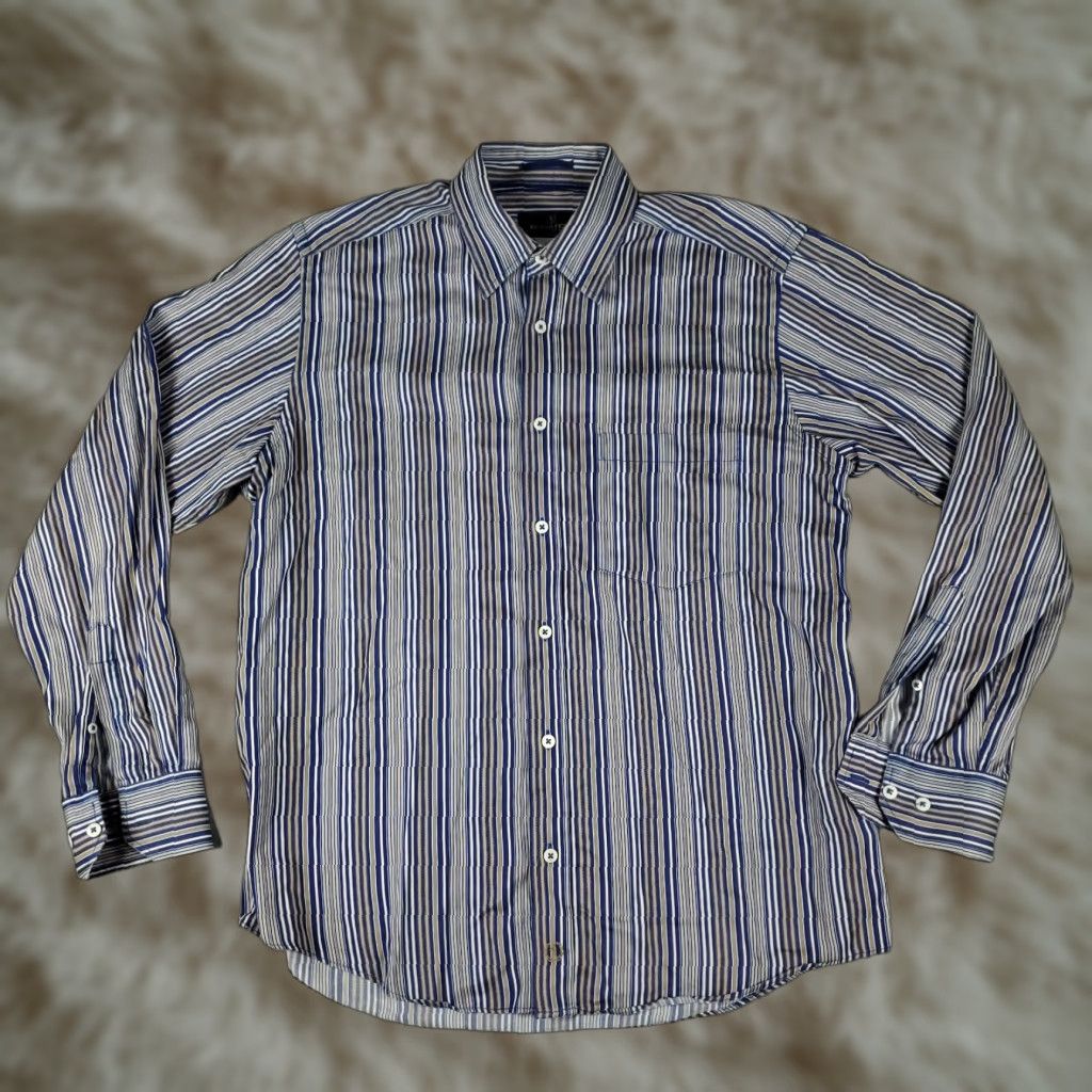 BUGATCHI Bugatchi Uomo Shirt Blue Striped Button-Up Long Sleeve Mens Medium Size US M / EU 48-50 / 2 - 1 Thumbnail