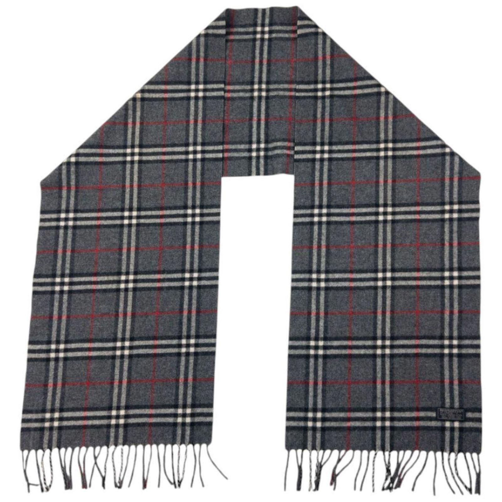 Vintage Burberry Nova Check Lambswool Tassel Scarf