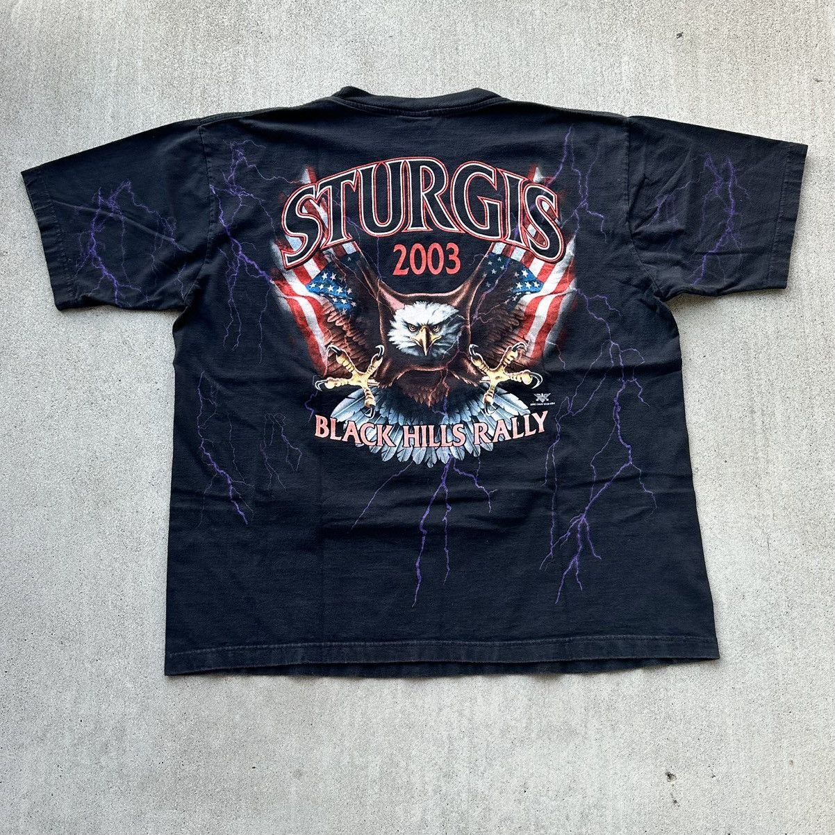 Vintage Vintage Sturgis 03 Bike Rally T Shirt Lighting Bolt Eagle Size US XL / EU 56 / 4 - 1 Thumbnail