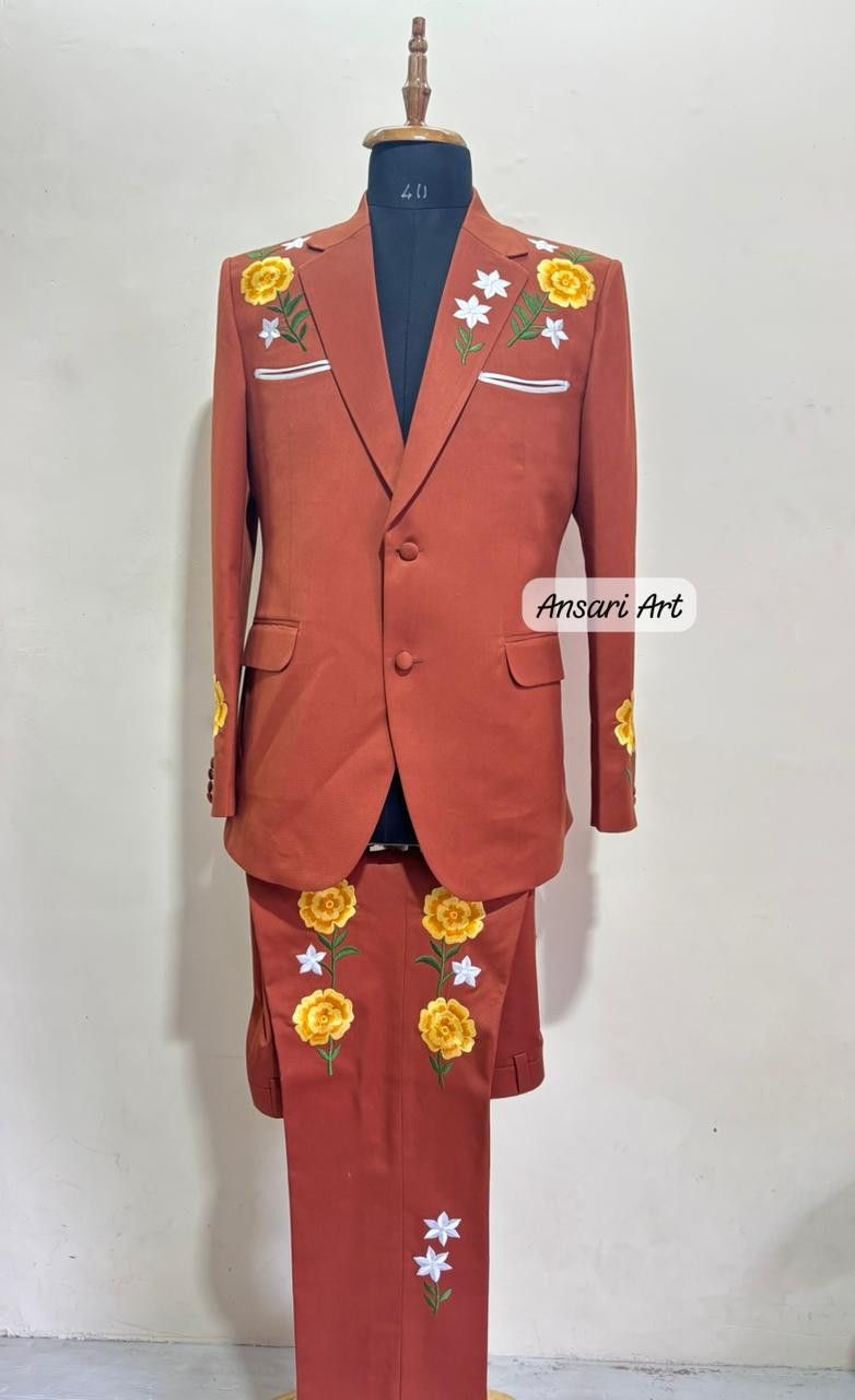 Other Men 2PC Customized floral embroidery western prom outfit Size 44L - 2 Thumbnail