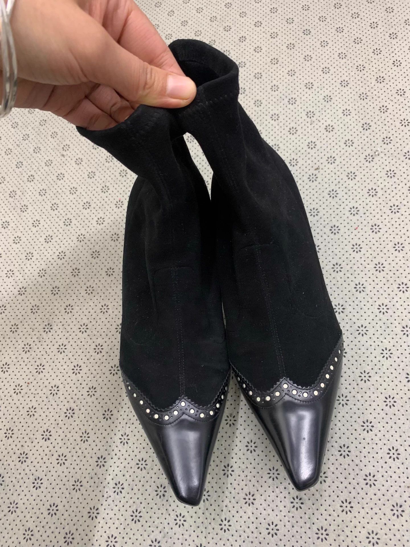 Dior Dior Black Suede Leather Paneled High Heel Boots Size US 6 / IT 36 - 1 Thumbnail
