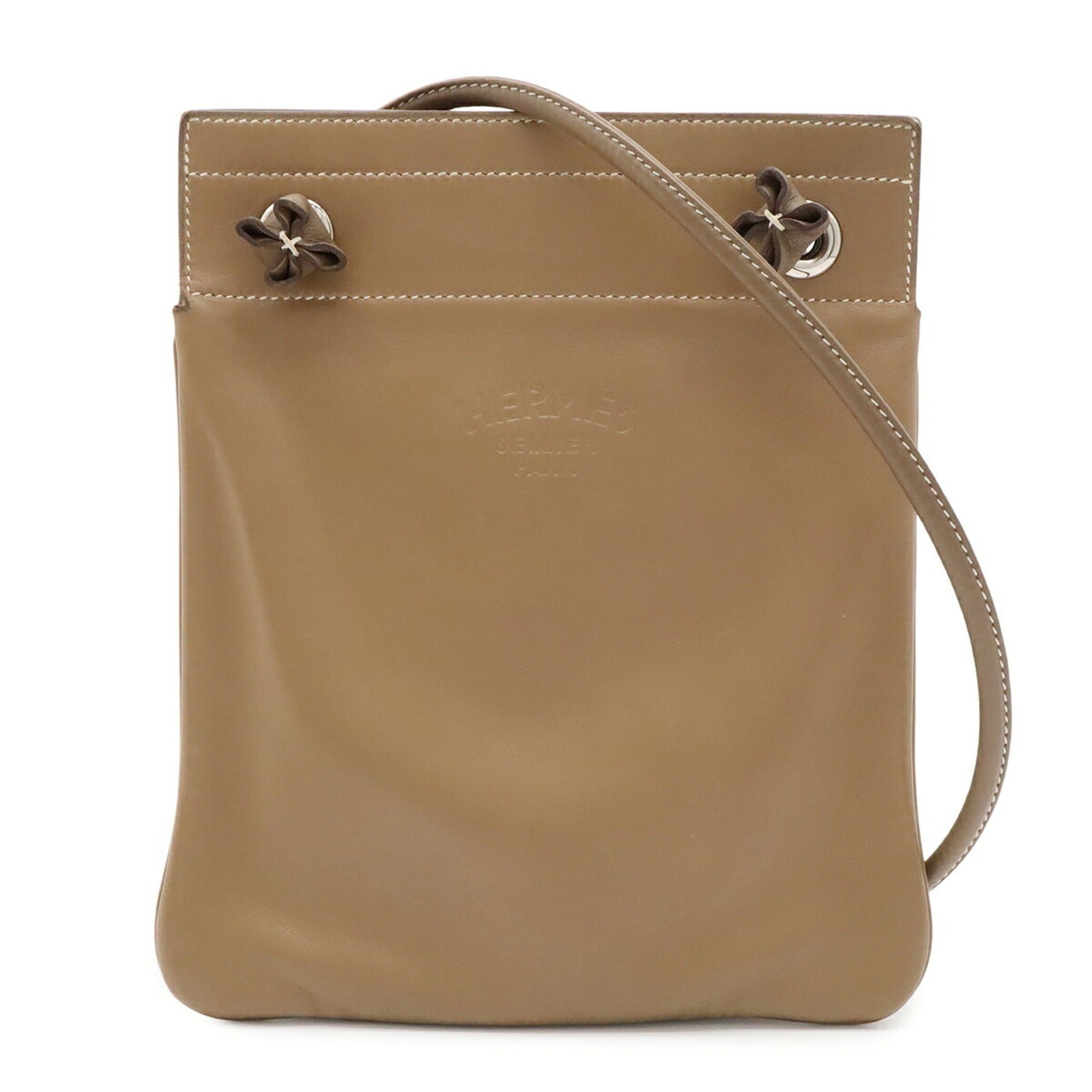 Hermes Sac Aline Mini Shoulder Bag Pochette, Veau Swift Leather, Etoupe Greige, D Stamp in Gray, Women's