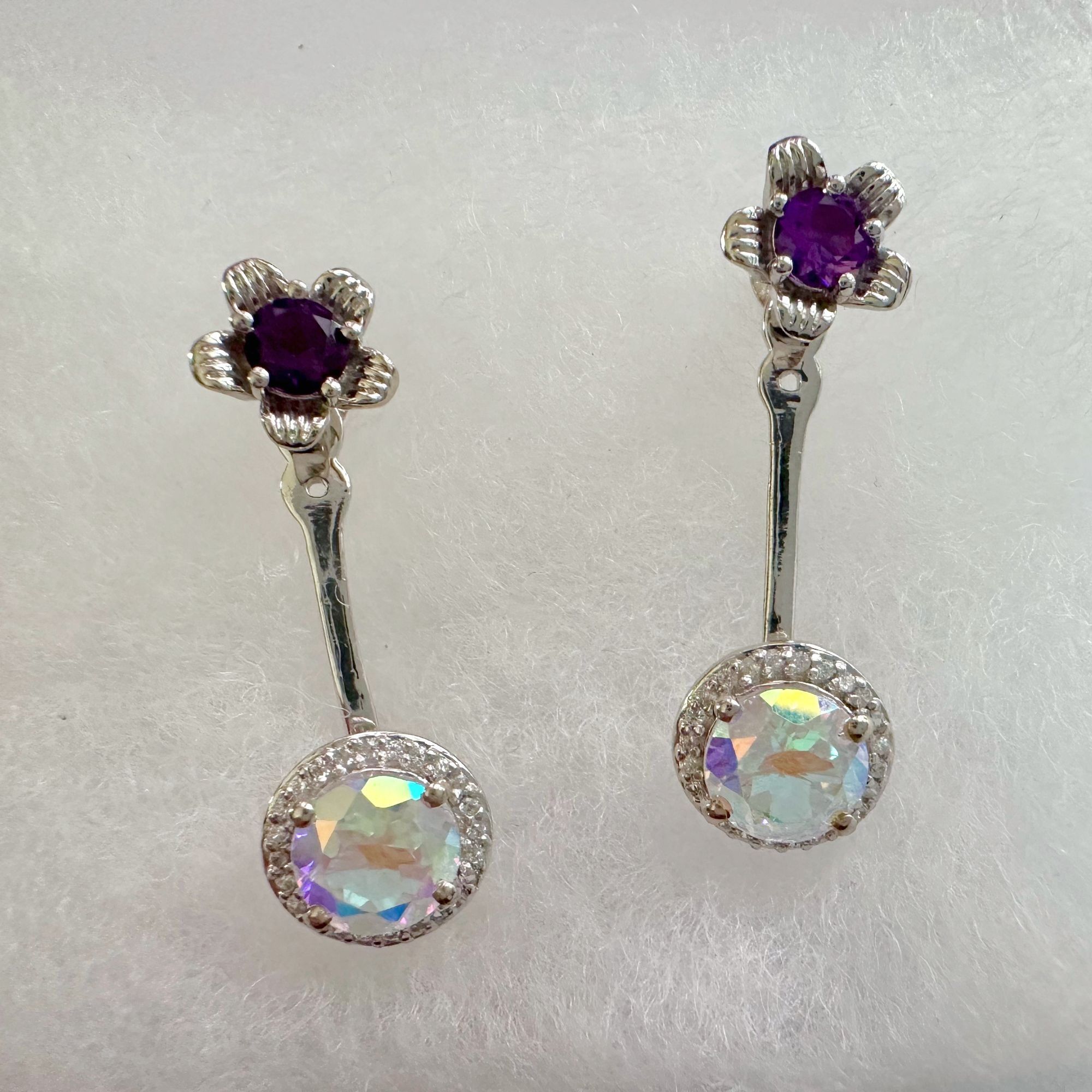 Other Amethyst Flower Stud Earrings with Beautiul (Removable) Rain Size ONE SIZE - 7 Thumbnail