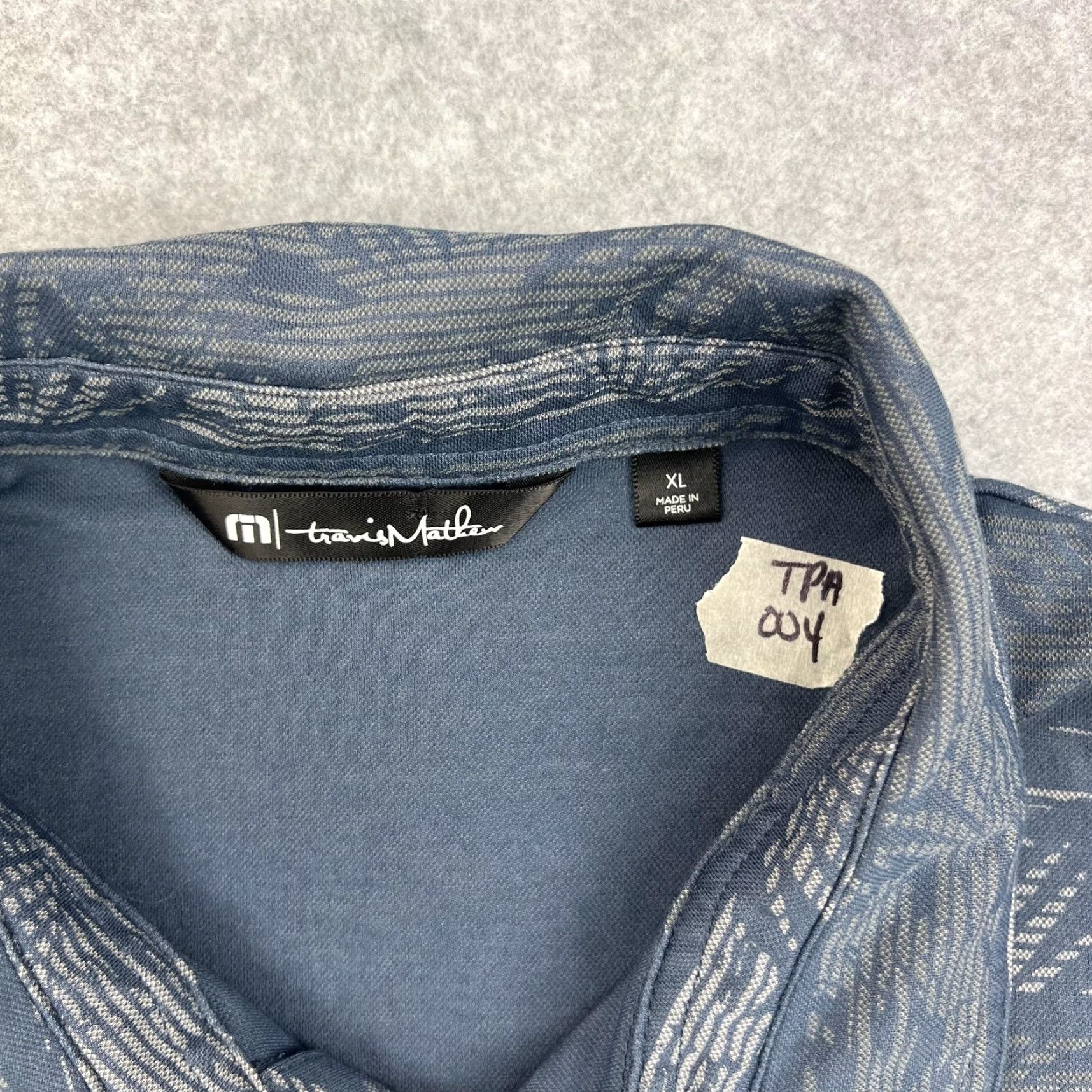 TravisMathew Travis Mathew Polo Shirt Mens XL Blue Pattern Performance Golf Casual Adult Size US XL / EU 56 / 4 - 5 Thumbnail