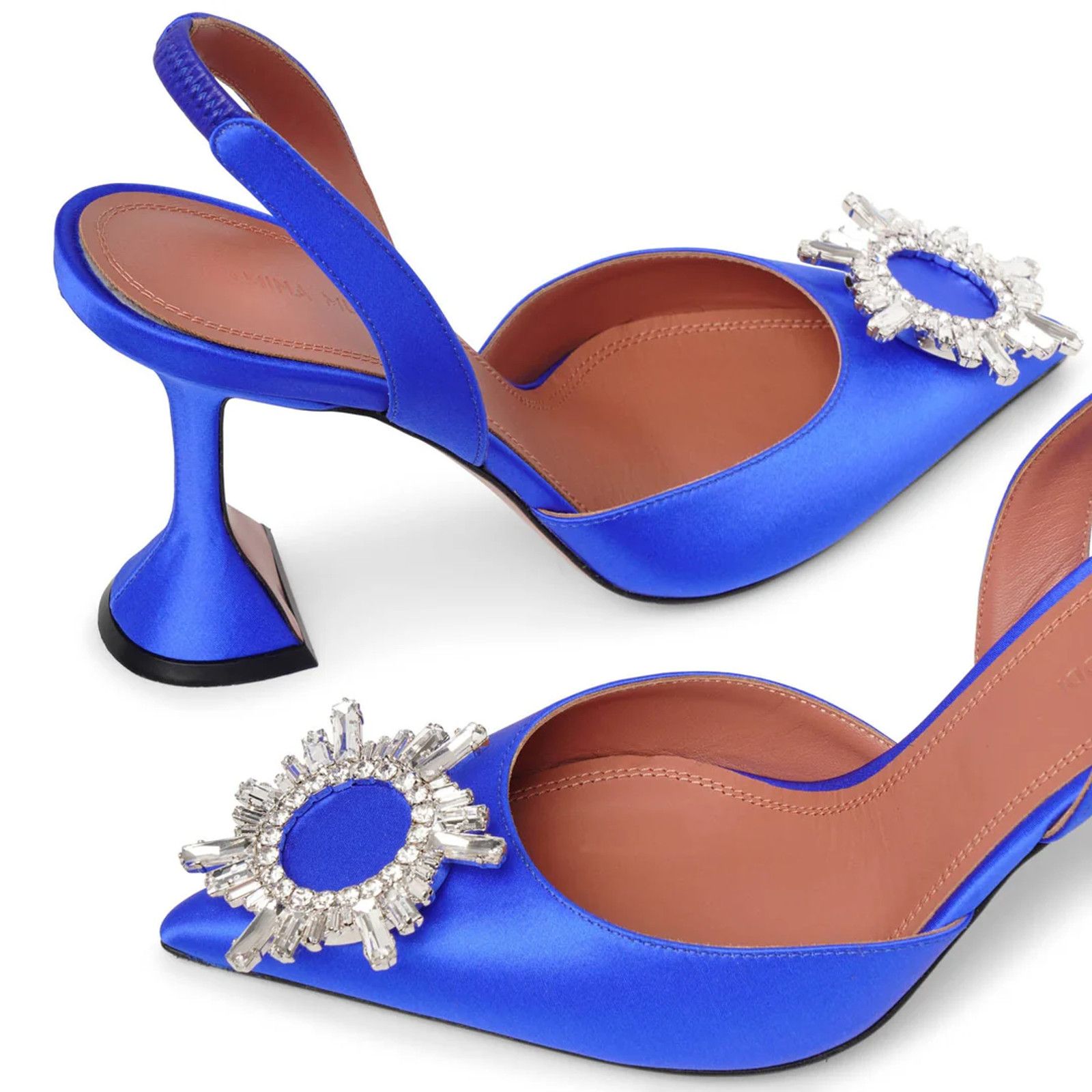 Amina Muaddi Amina Muaddi 95 Begum Sling Blue Satin Crystal Slingback Size US 9 / IT 39 - 5 Thumbnail