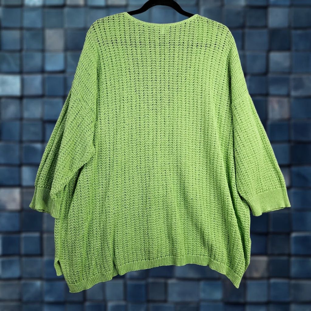 J. Jill J.Jill Women’s 4X Lime Green Open Knit Sweater Tunic V-Neck Oversized 3/4 Sleeve Size XXL / US 16-18 / IT 52-54 - 1 Thumbnail