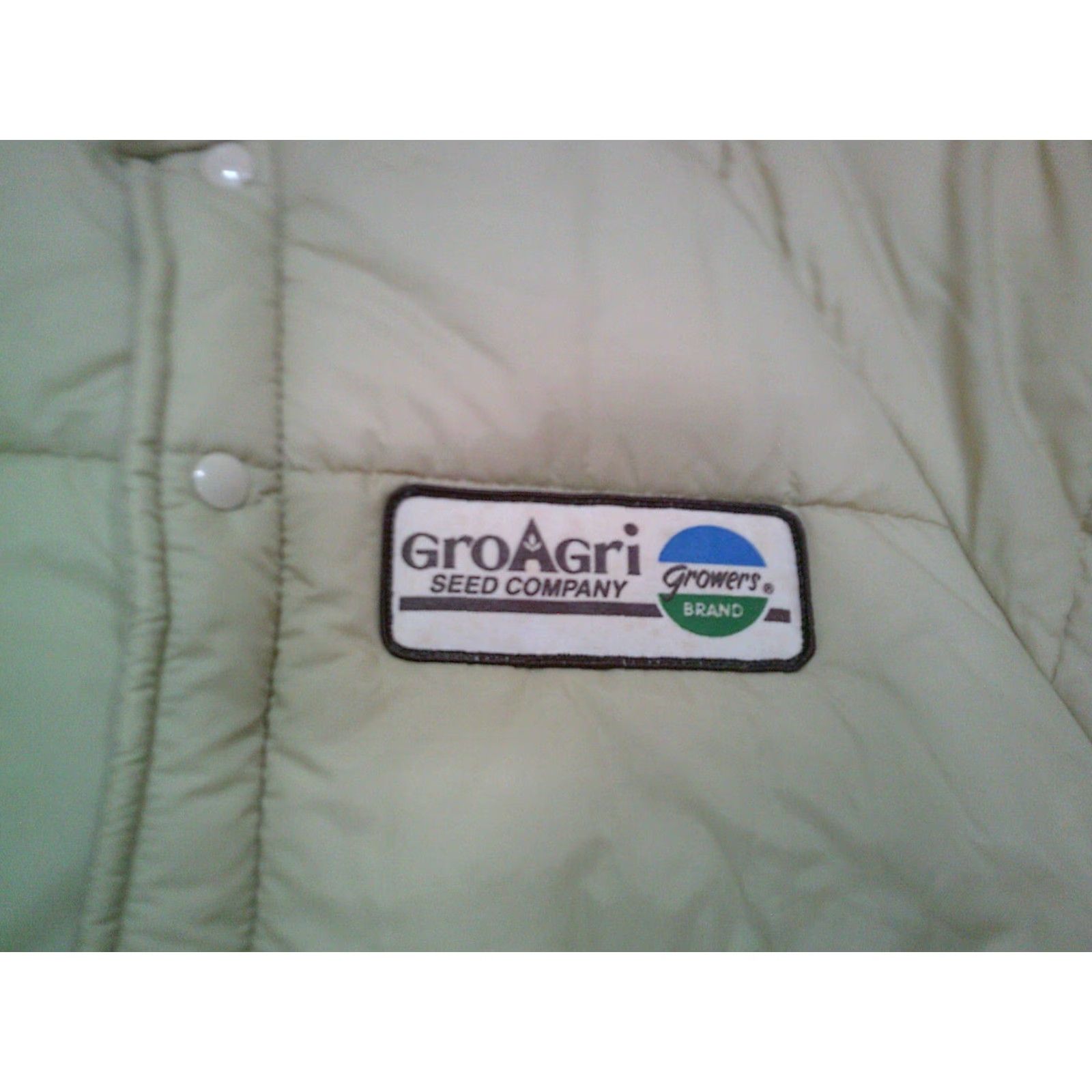 Vintage VINTAGE K-Brand Puffer Jacket Mens Large Beige Gro Agri Seed Company Jacket Regular Long Beige Logo Winter Fall Spring All Seasons Mens Size US L / EU 52-54 / 3 - 5 Thumbnail