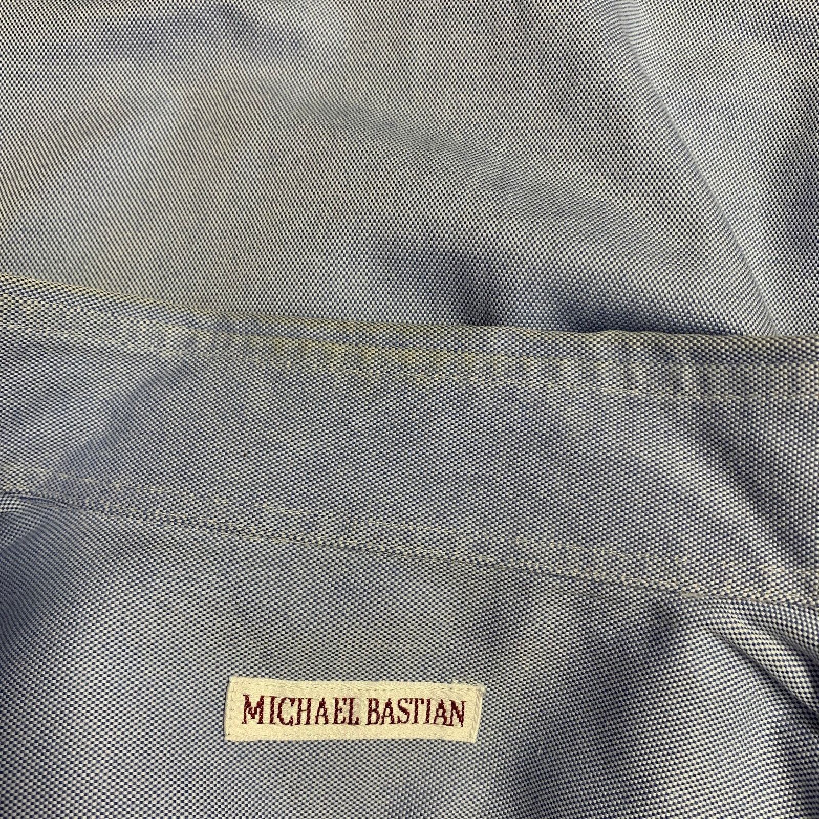 Michael Bastian Size 38 Blue Quilted Cotton Spread Collar Long Sleeve Shirt Size US M / EU 48-50 / 2 - 6 Thumbnail