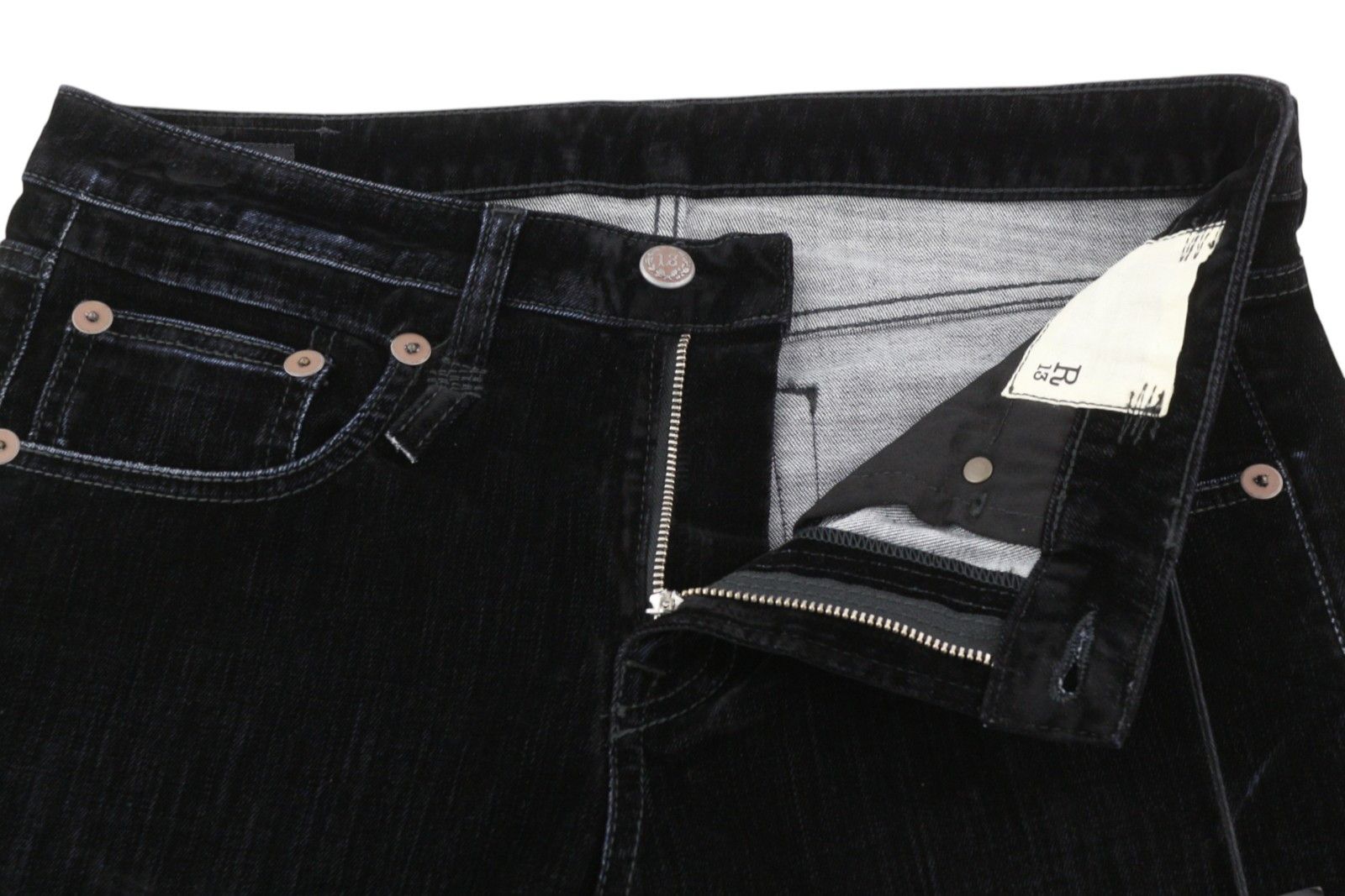 R13 BOY STRAIGHT 27 Flocked Black Velvet Ankle Zip 85813 Size 27" / US 4 / IT 40 - 5 Thumbnail