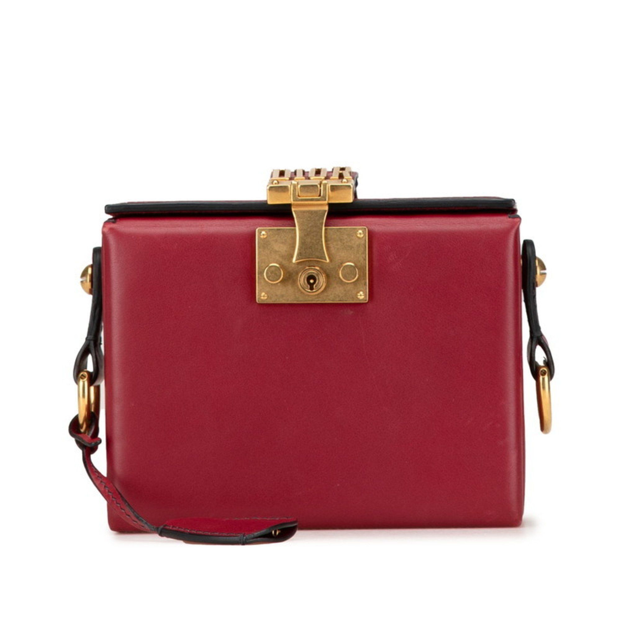 Christian Dior Dior Addict Small Box Shoulder Bag Red Leather Women's