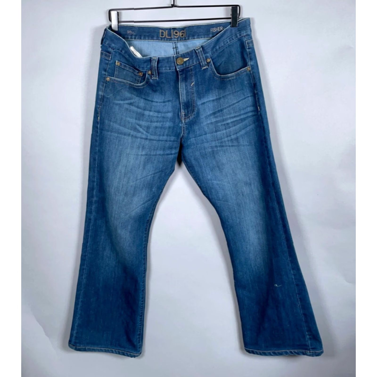 DL1961 DL1961 DL1961 Fisher Wide Leg Jeans Men's 34 x 28 Blue Denim Flare Cotton Blend Size US 34 / EU 50 - 2 Thumbnail