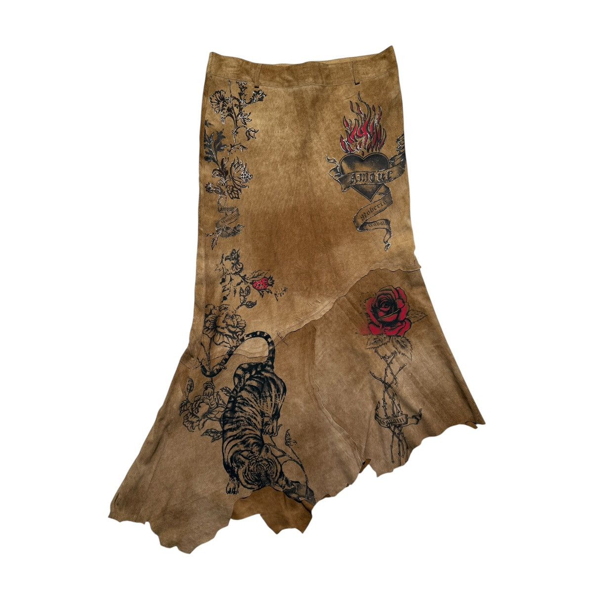 Roberto Cavalli 2003 leather tattoo maxi skirt Size 27" / US 4 / IT 40 - 1 Thumbnail