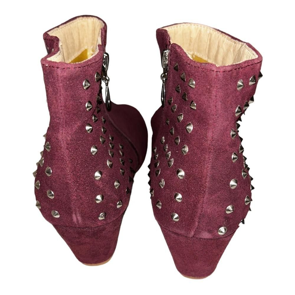 Designer mark. I Maroon Faux Suede Spiked Booties Size 10 Size US 10 / IT 40 - 5 Thumbnail