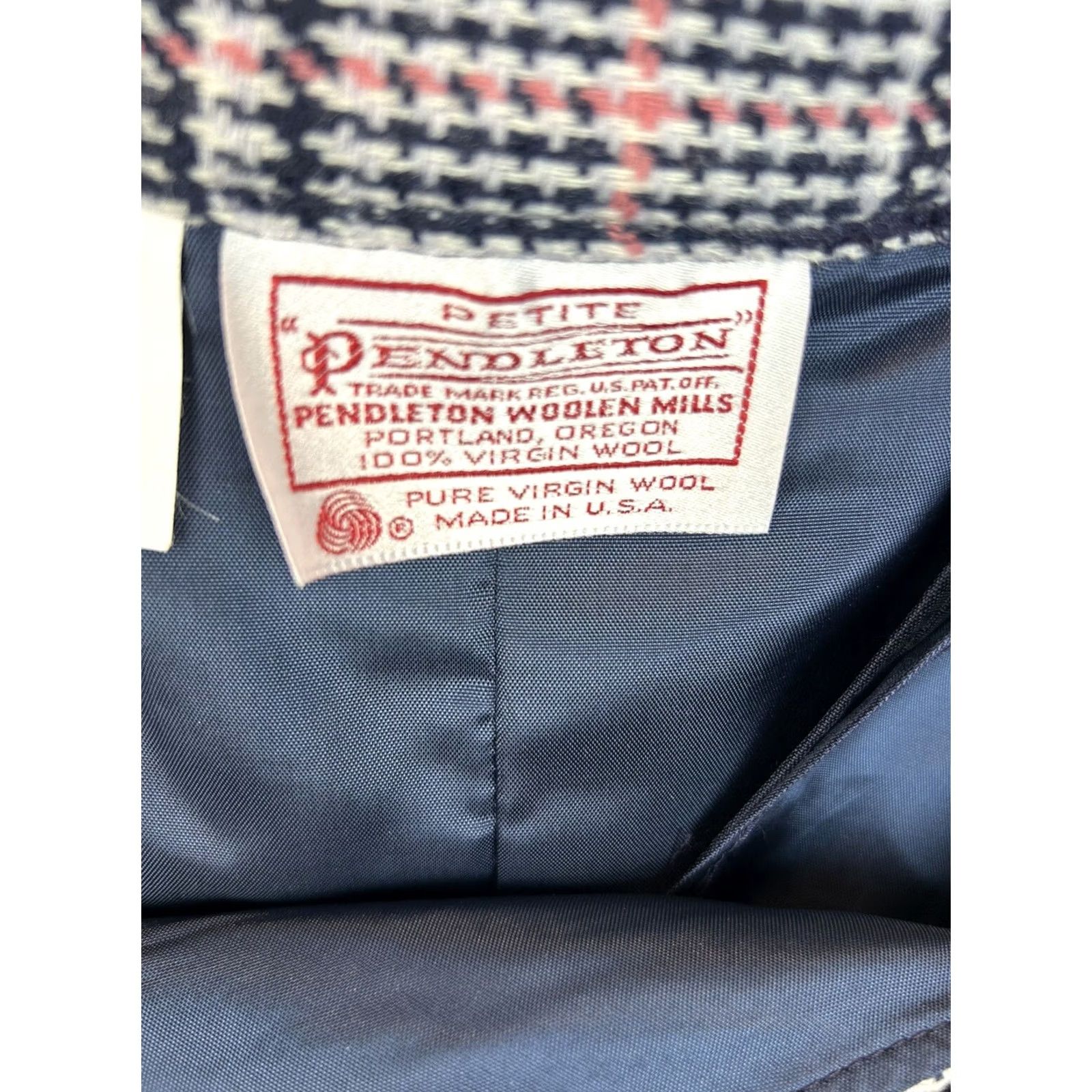 Pendleton VINTAGE Pendleton Skirt Womens 4 100% Wool Houndstooth Navy White Pockets Y2K 1980s Business Womens Size 27" / US 4 / IT 40 - 3 Thumbnail