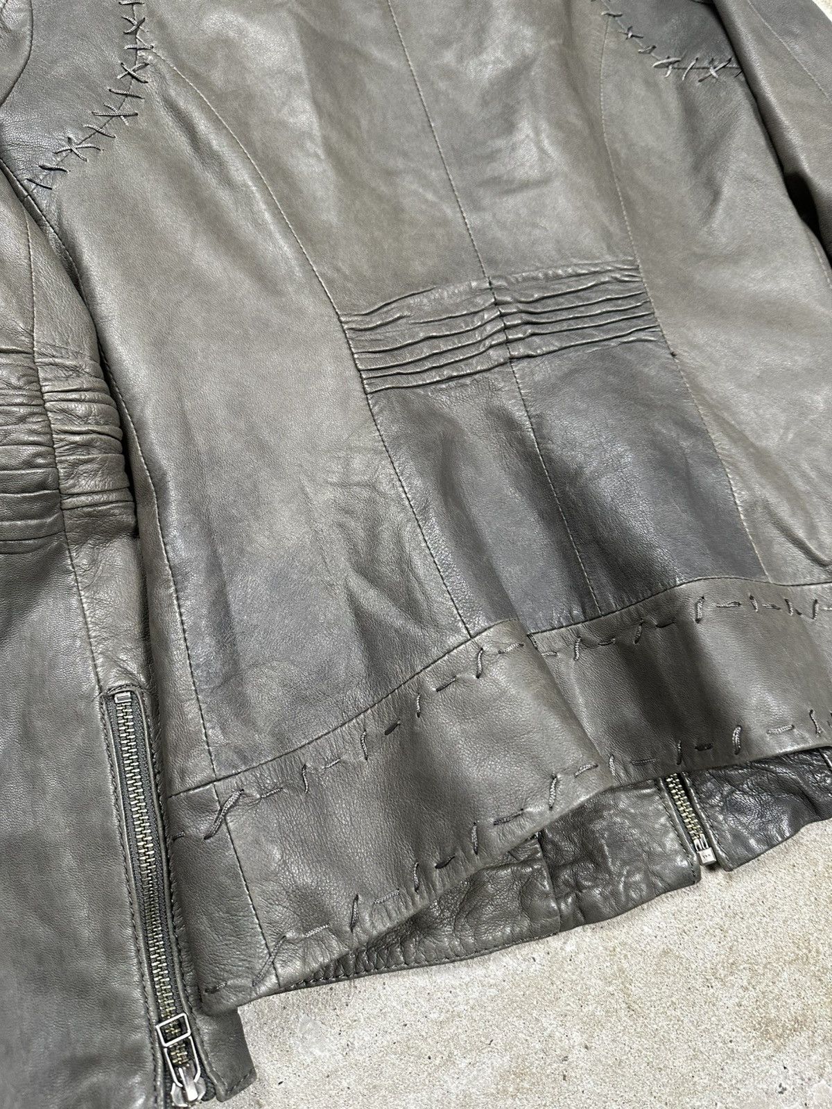 Japanese Brand Vintage Y2K Gray Genuine Leather Biker Moto Style Jacket Size XS / US 0-2 / IT 36-38 - 12 Thumbnail
