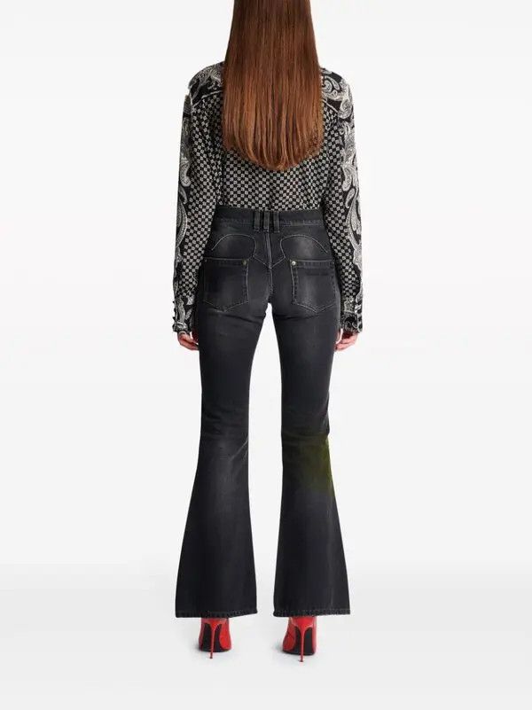 Balmain o1s1wg110825 Western Bootcut Jeans in Black Size 30" / US 8 / IT 44 - 4 Thumbnail