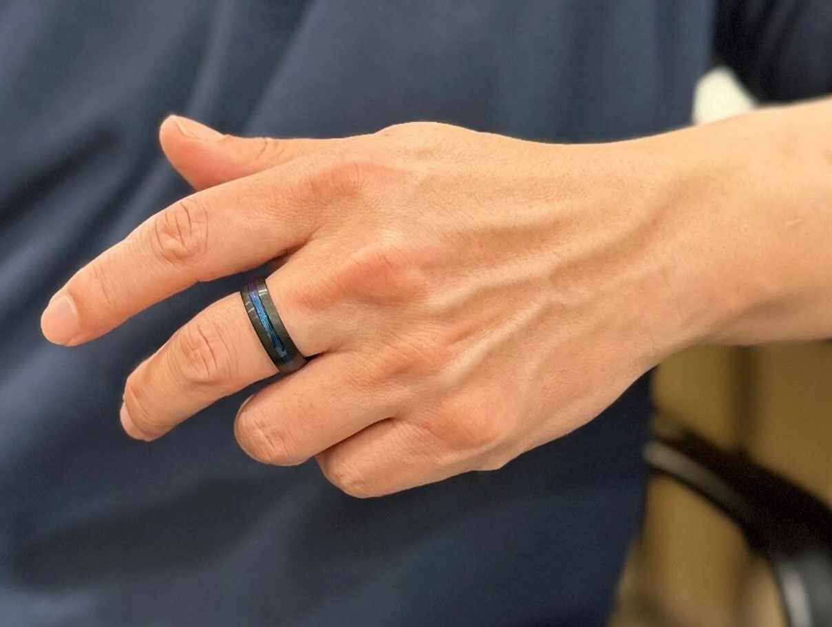 Other Tungsten Blue Wire Inlay 7mm Brushed Band Ring For Men Size ONE SIZE - 5 Thumbnail