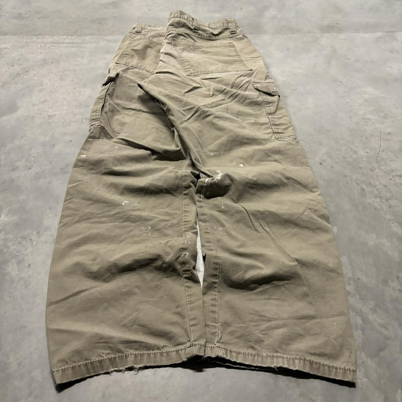 Japanese Brand × Vintage Crazy Vintage Y2K/2000s Baggy Khaki Skater Workwear Distressed Cargo Pants! Size US 36 / EU 52 - 4 Thumbnail