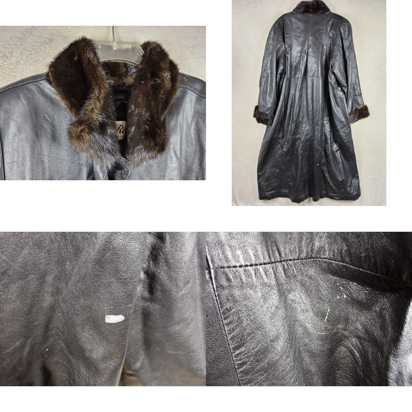 Vintage Rallee Women's Leather Trench Coat Fox Fur Trim Size L Size L / US 10 / IT 46 - 8 Thumbnail