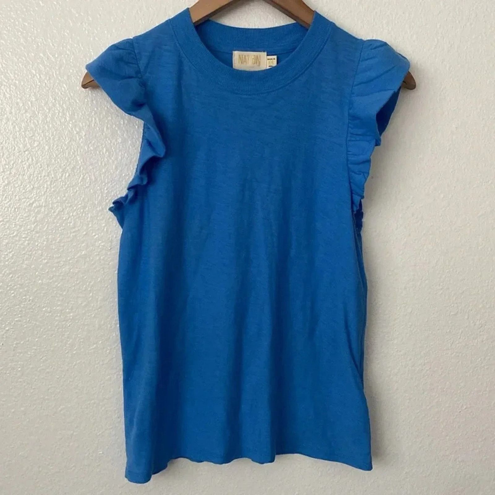 Nation LTD Nation LTD XS Paulette Tank Ruffle Sleeve Top in Bright Blue Size XS / US 0-2 / IT 36-38 - 4 Thumbnail
