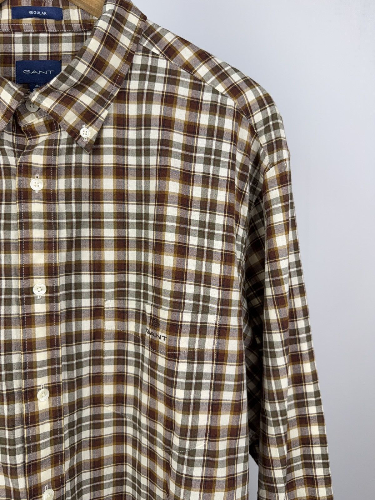 Gant GANT Regular Fit Plaid Shirt 3XL Brown Beige Checkered Size US XXL / EU 58 / 5 - 4 Thumbnail