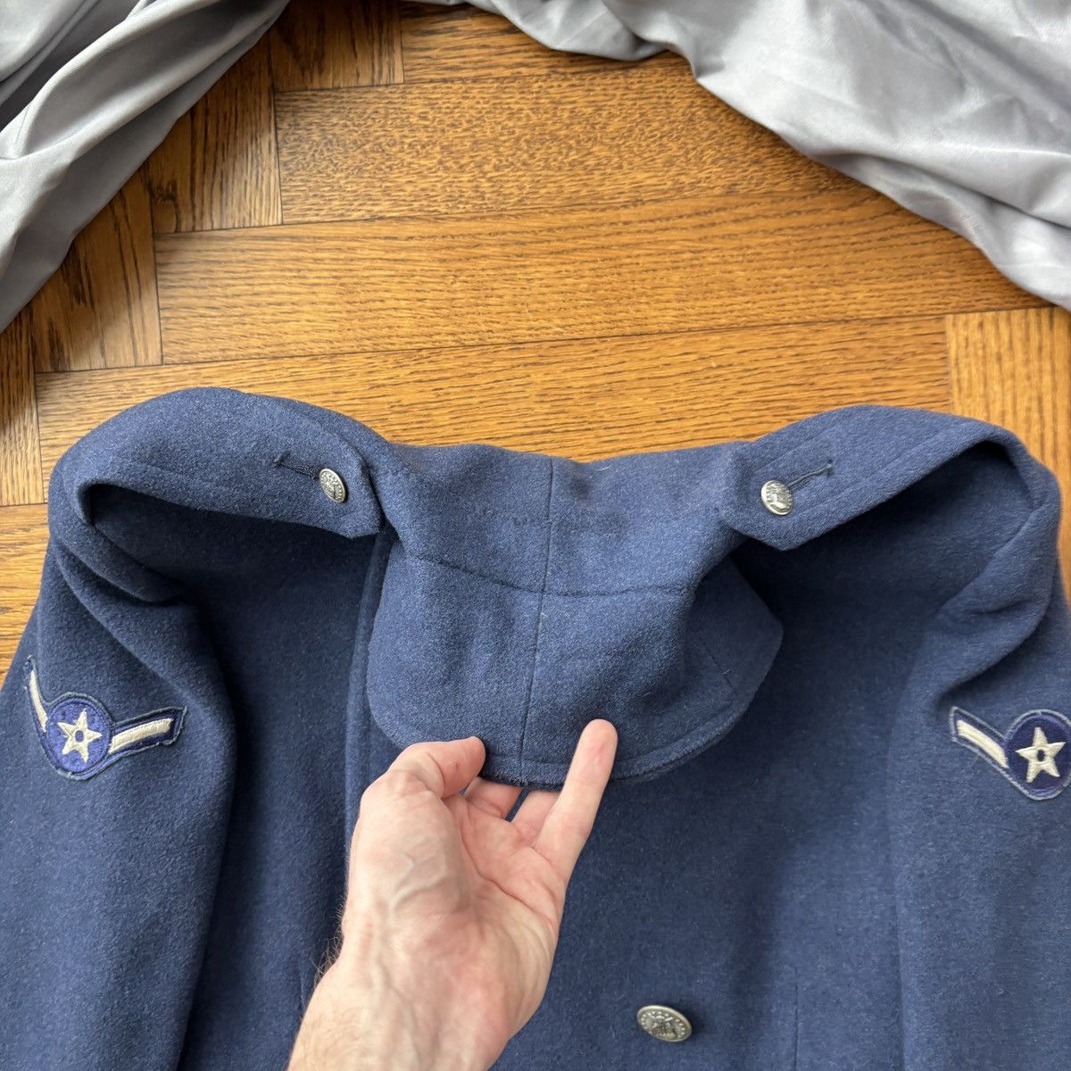 Vintage 1960s USAF Overcoat Vintage Wool Jacket Pembroke Trench 60s Size US S / EU 44-46 / 1 - 11 Thumbnail