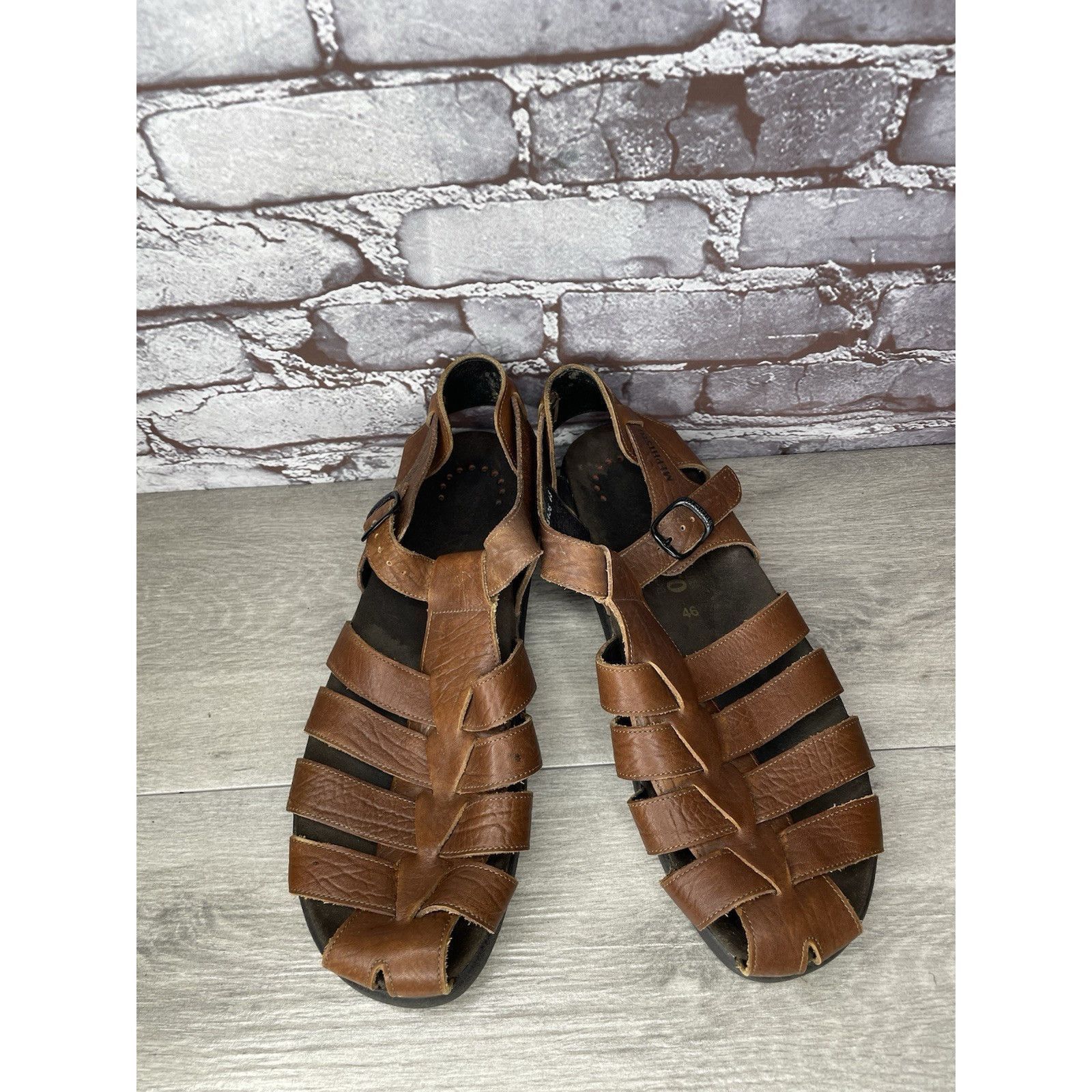 Mephisto MEPHISTO 4x Shock Brown Leather Fisherman Casual Strap Sanda Size US 13 / EU 46 - 2 Thumbnail