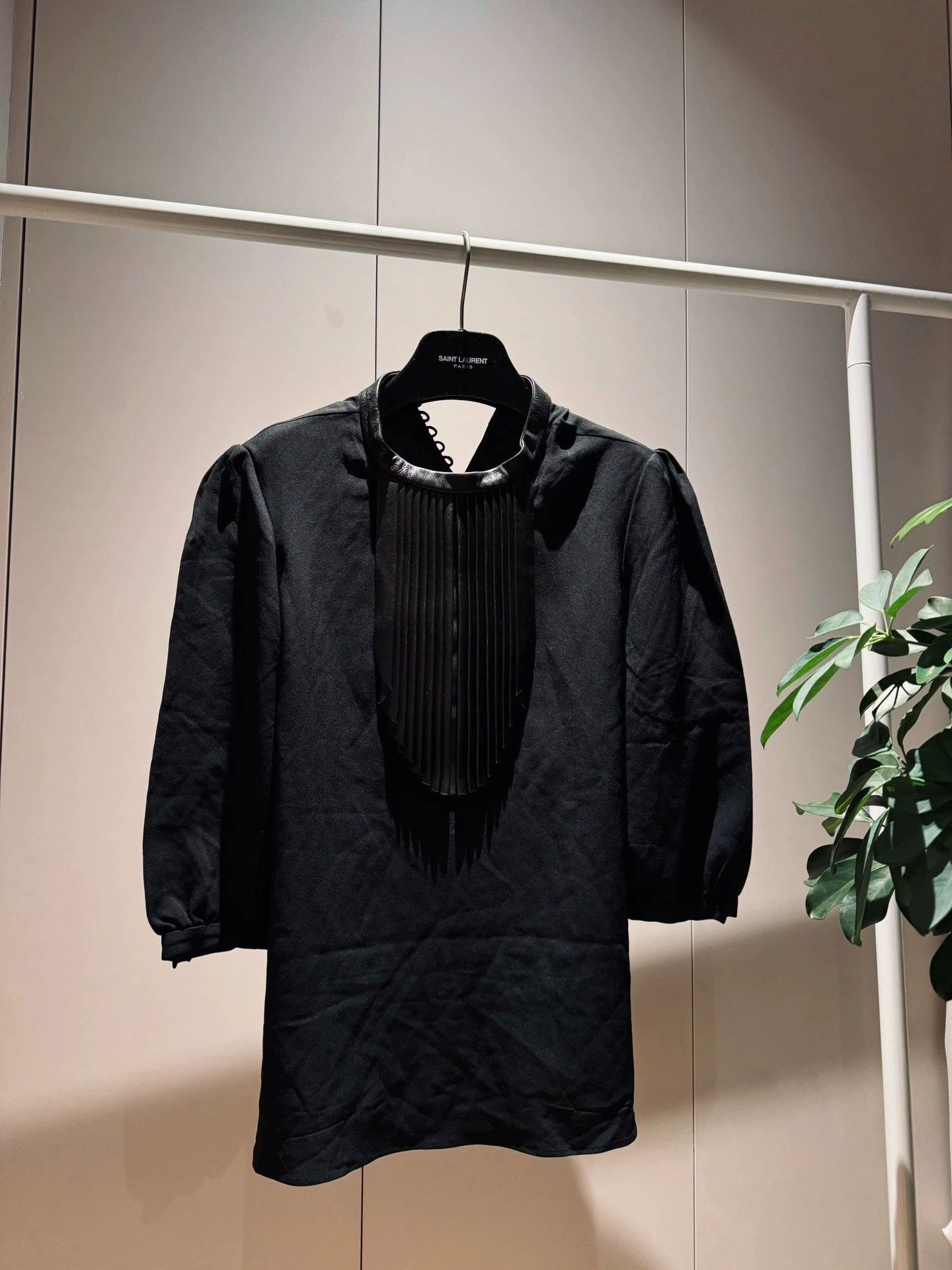Saint Laurent Paris SLP Hedi Slimane 13SS Batwing Lambskin Panel Shirt 40 Size M / US 6-8 / IT 42-44 - 1 Thumbnail
