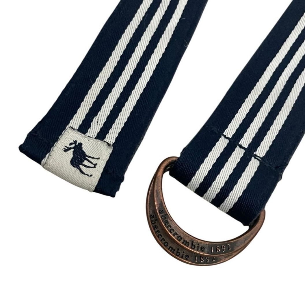 Abercrombie & Fitch Abercrombie & Fitch Navy Blue + White Striped D-Ring Belt Size ONE SIZE - 7 Thumbnail