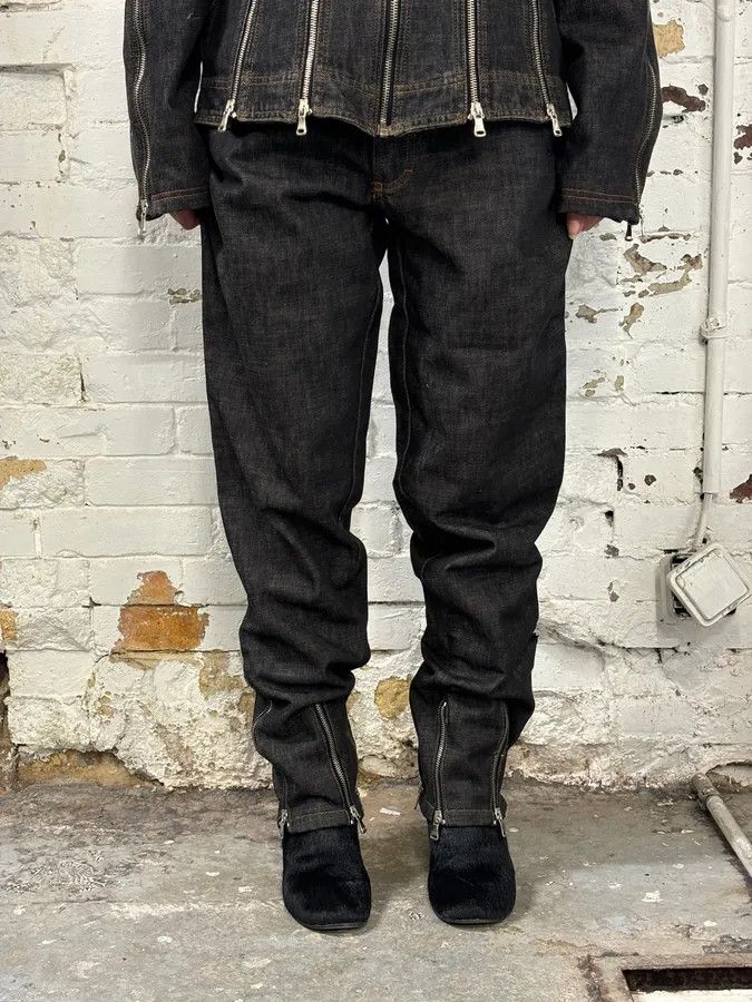 Dolce & Gabbana AW2003 Dolce & Gabbana Black Denim Multi-Zip Jacket and Jeans Set Size M / US 6-8 / IT 42-44 - 6 Thumbnail