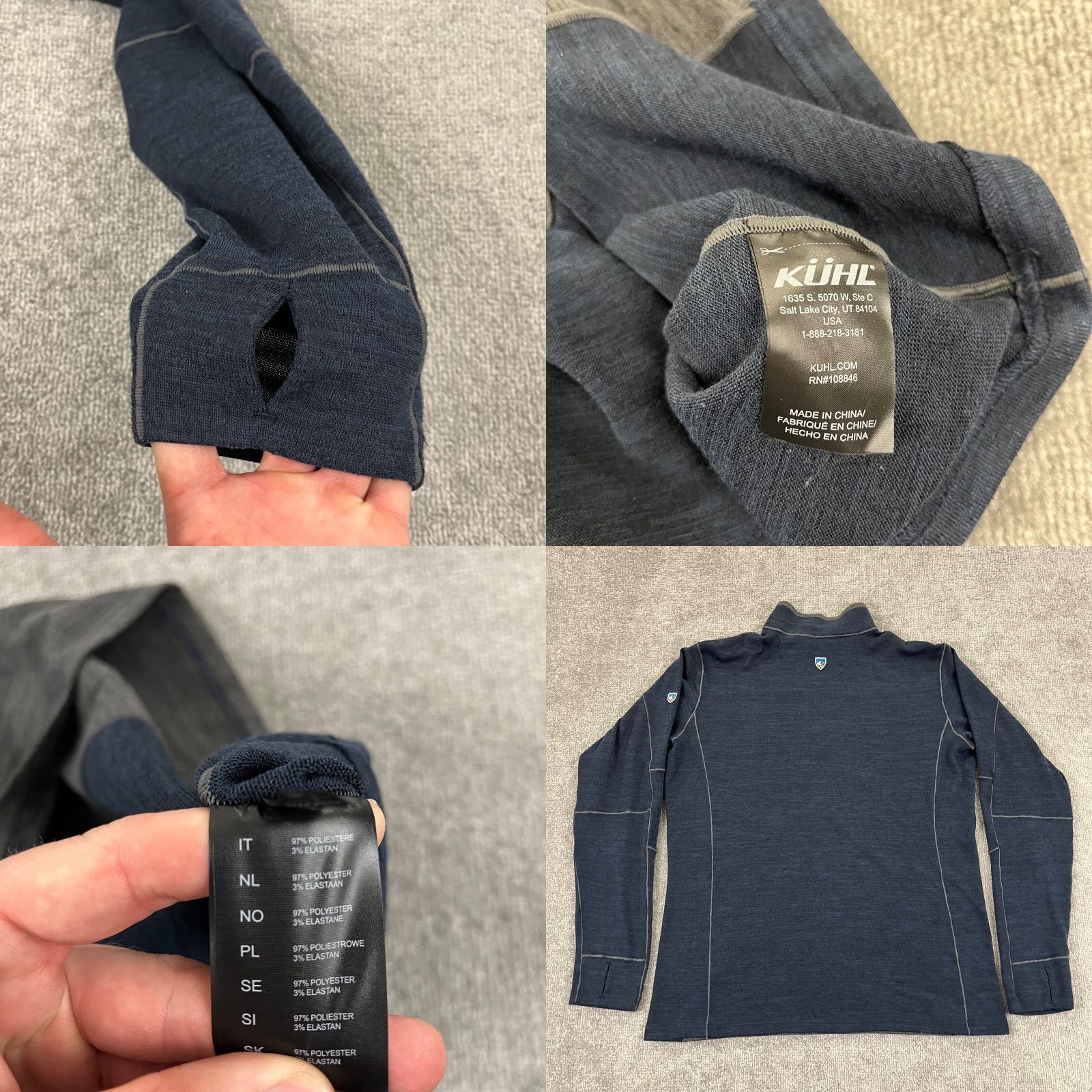 Vintage KUHL Sweater Large Blue Gray 1/4 Zip Pullover Outdoor Polyester Hike Mens Size US L / EU 52-54 / 3 - 8 Thumbnail