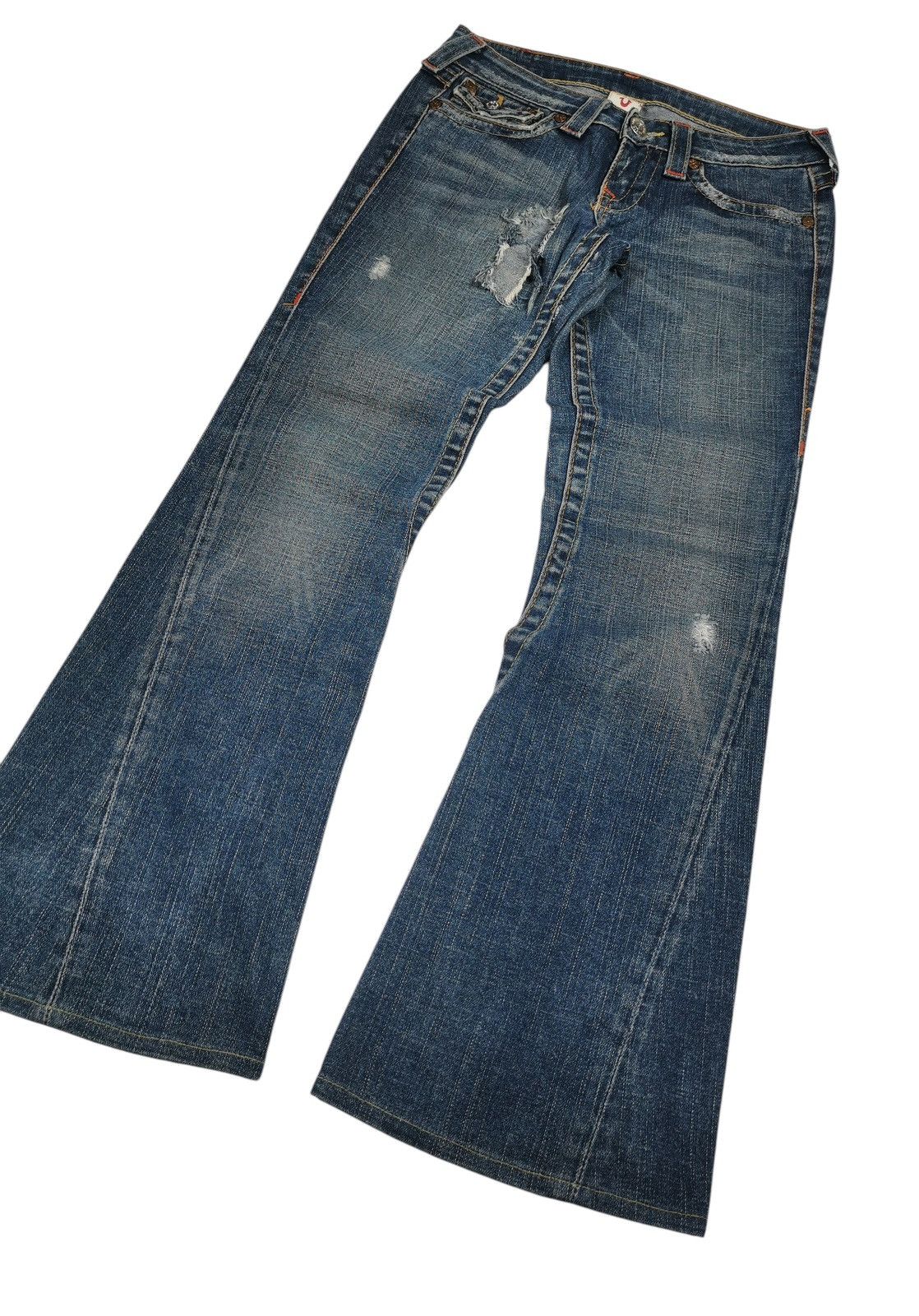 True Religion True Religion Joey Flare Jeans Distressed Rips Size 28" / US 6 / IT 42 - 2 Thumbnail