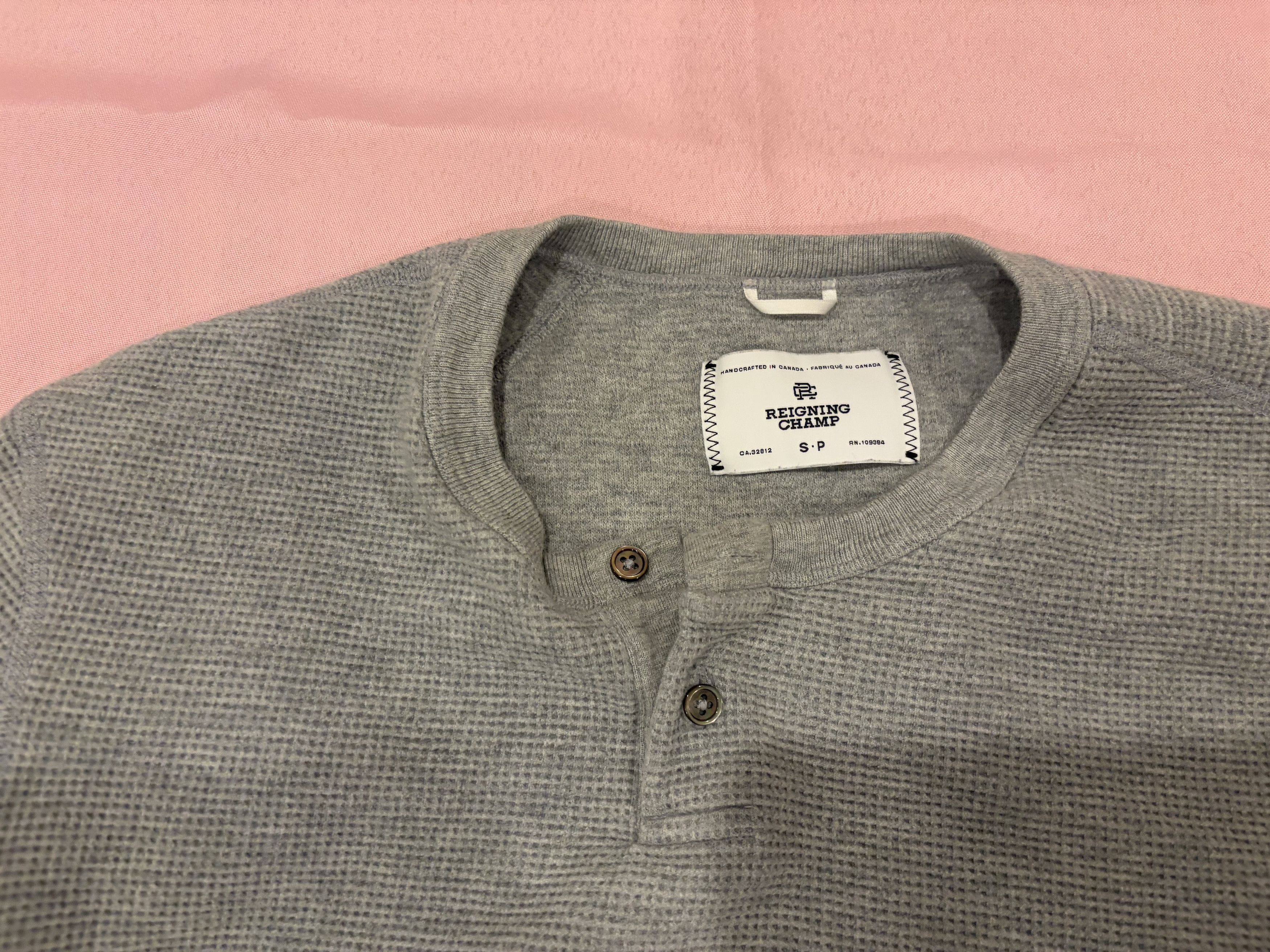 Reigning Champ Reigning Champ Flatback Thermal Henley Heather Gray/Grey Size US S / EU 44-46 / 1 - 2 Thumbnail