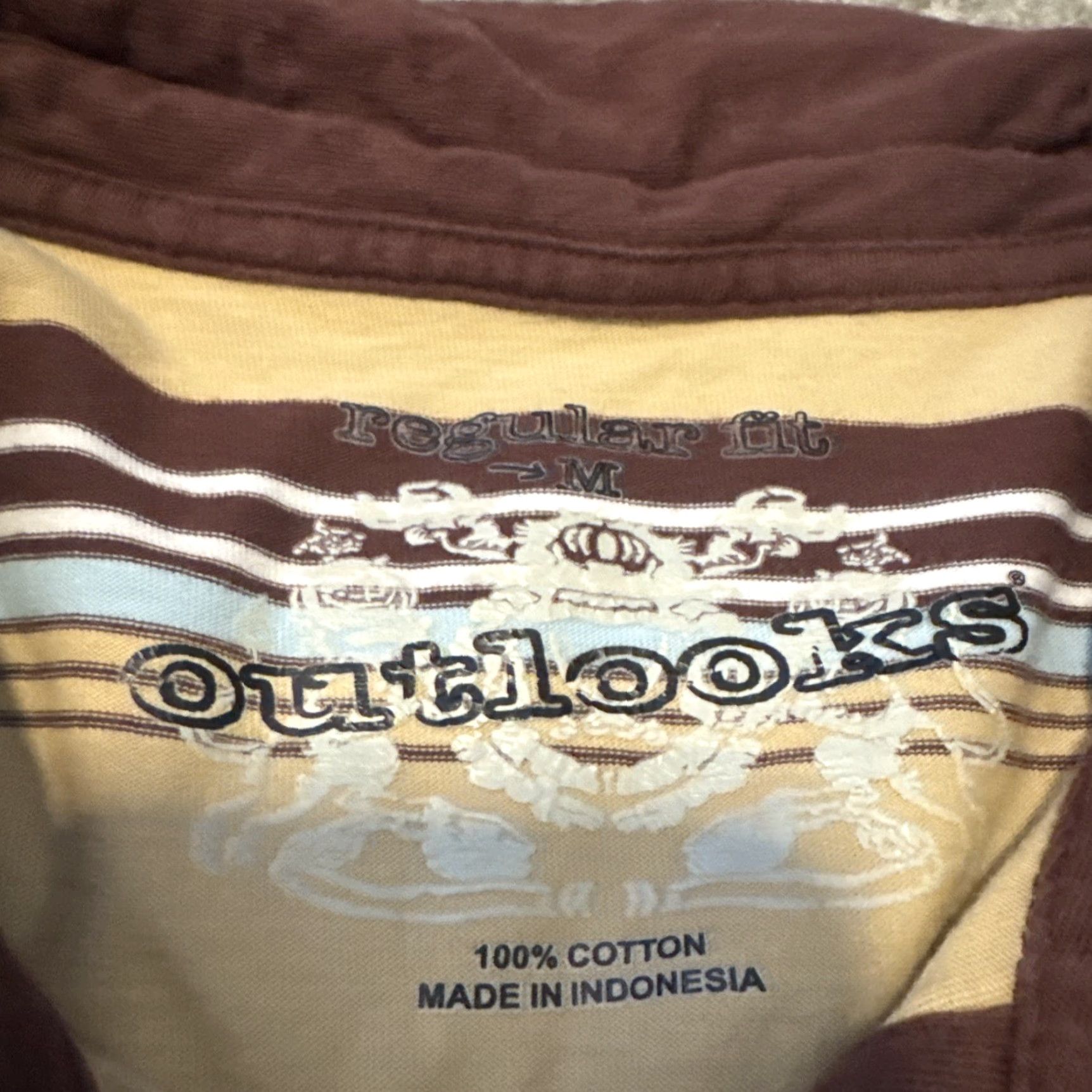Vintage VINTAGE Outlooks Polo Shirt Mens M Brown Blue Stripe Collared Shirt Size US M / EU 48-50 / 2 - 5 Thumbnail