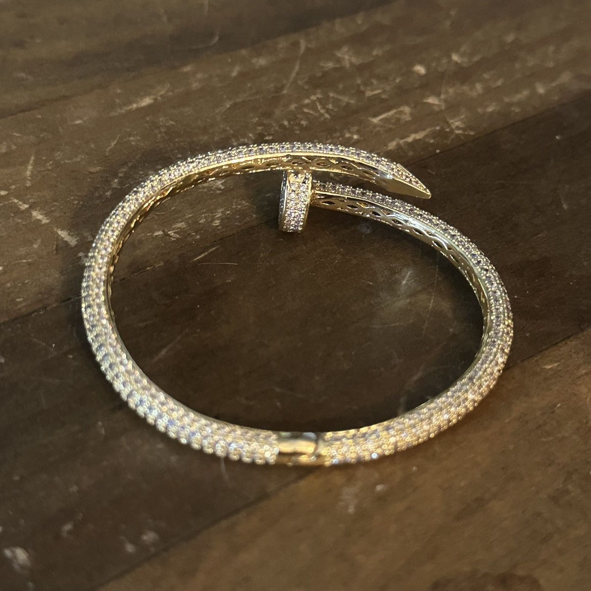 Other Gold tone paved wrapped nail bangle bracelet Size ONE SIZE - 6 Thumbnail