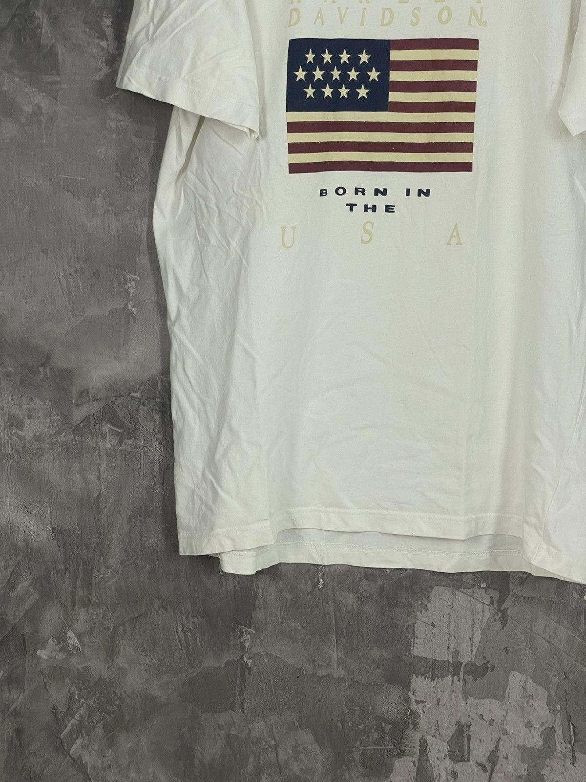 Band Tees × Harley Davidson Vintage 1987 Harley Davidson US Flag Emblem Born in USA Tee Size US XL / EU 56 / 4 - 5 Thumbnail