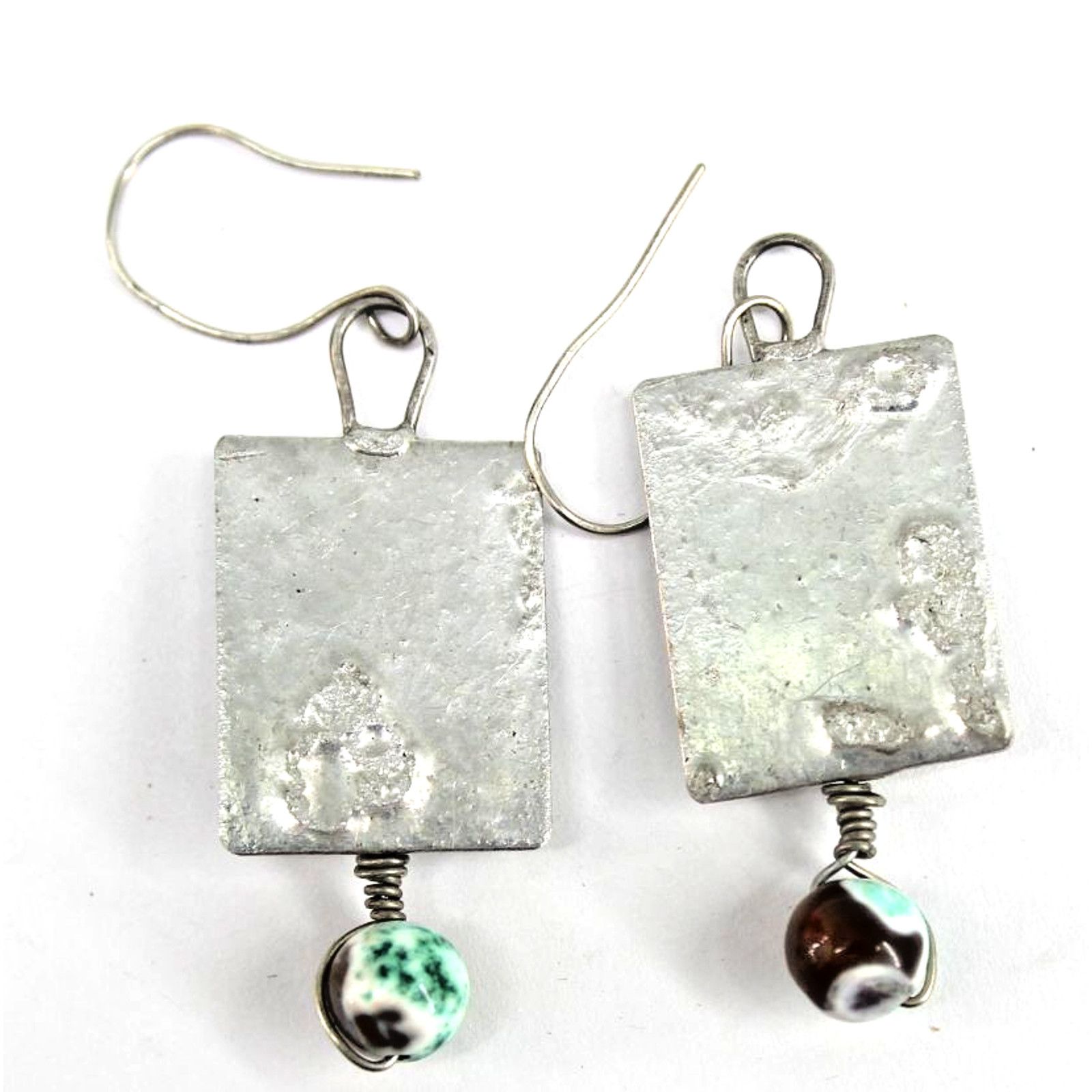Other Handcrafted Butterfly Earring Art Glass Bead SilverTone 2.5" Size ONE SIZE - 3 Thumbnail