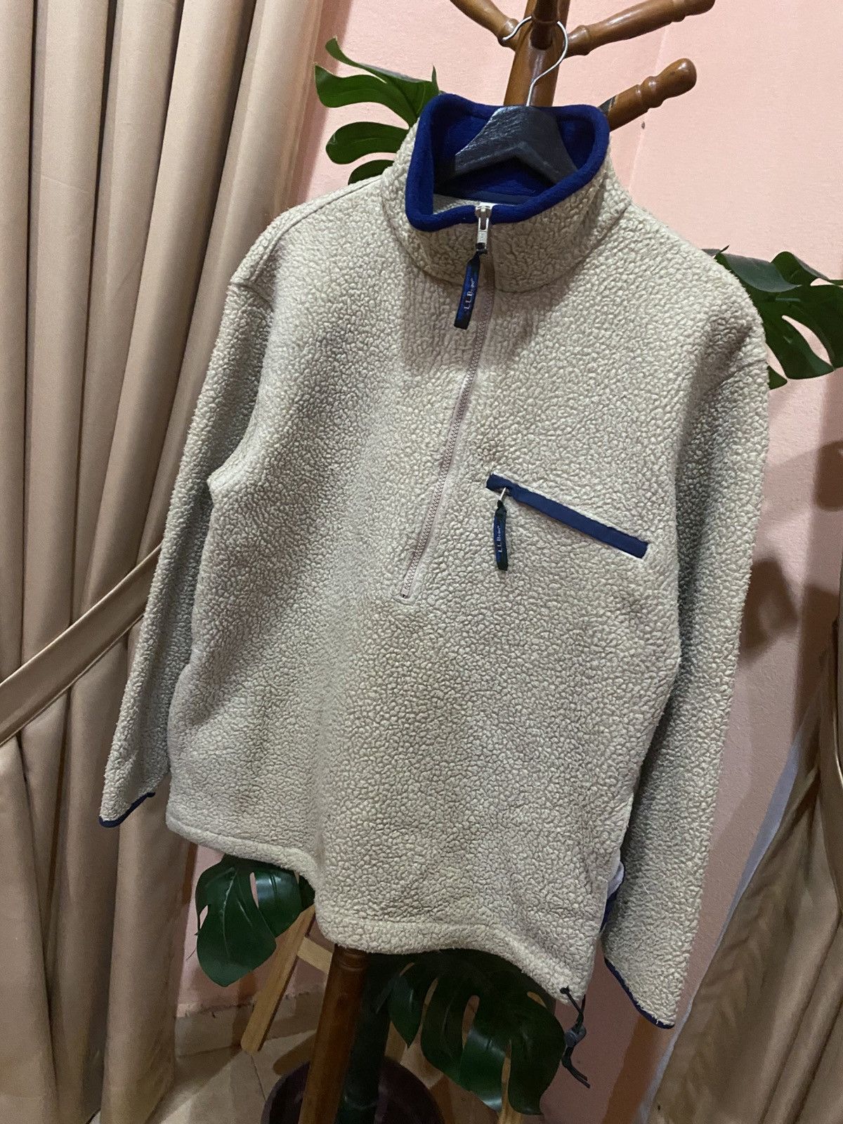 L.L. Bean L.L. Bean Vintage Sherpa Fleece Pullover - Off-White & Blue Size US M / EU 48-50 / 2 - 2 Thumbnail