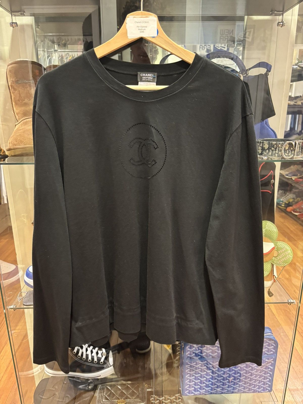 トップス CHANEL BOUTIQUE VTG longsleeve shirt 1994P CHANEL Logo Striped Shirt - Etsy