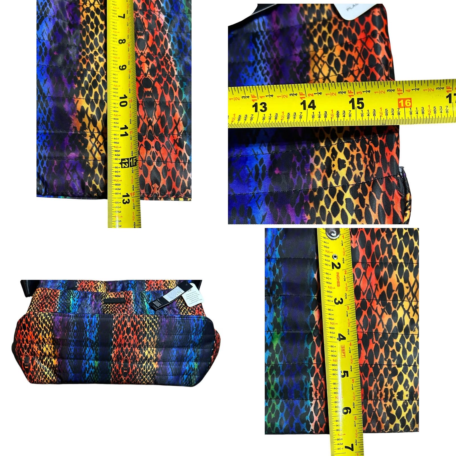 Vintage NWT Tahari Quilted Rainbow Snakeskin Print Recycled Shoulder Handbag Purse Women Size ONE SIZE - 8 Thumbnail