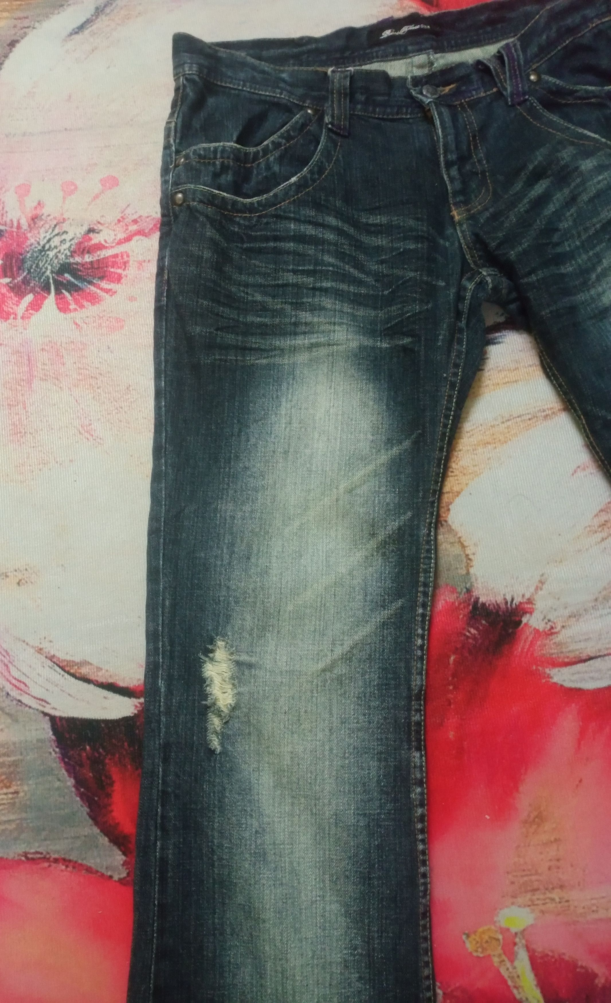 Le Grande Bleu (L.G.B.) Rare Root Three Style Flare Distressed Denim Size 34" / US 12 / IT 48 - 4 Thumbnail